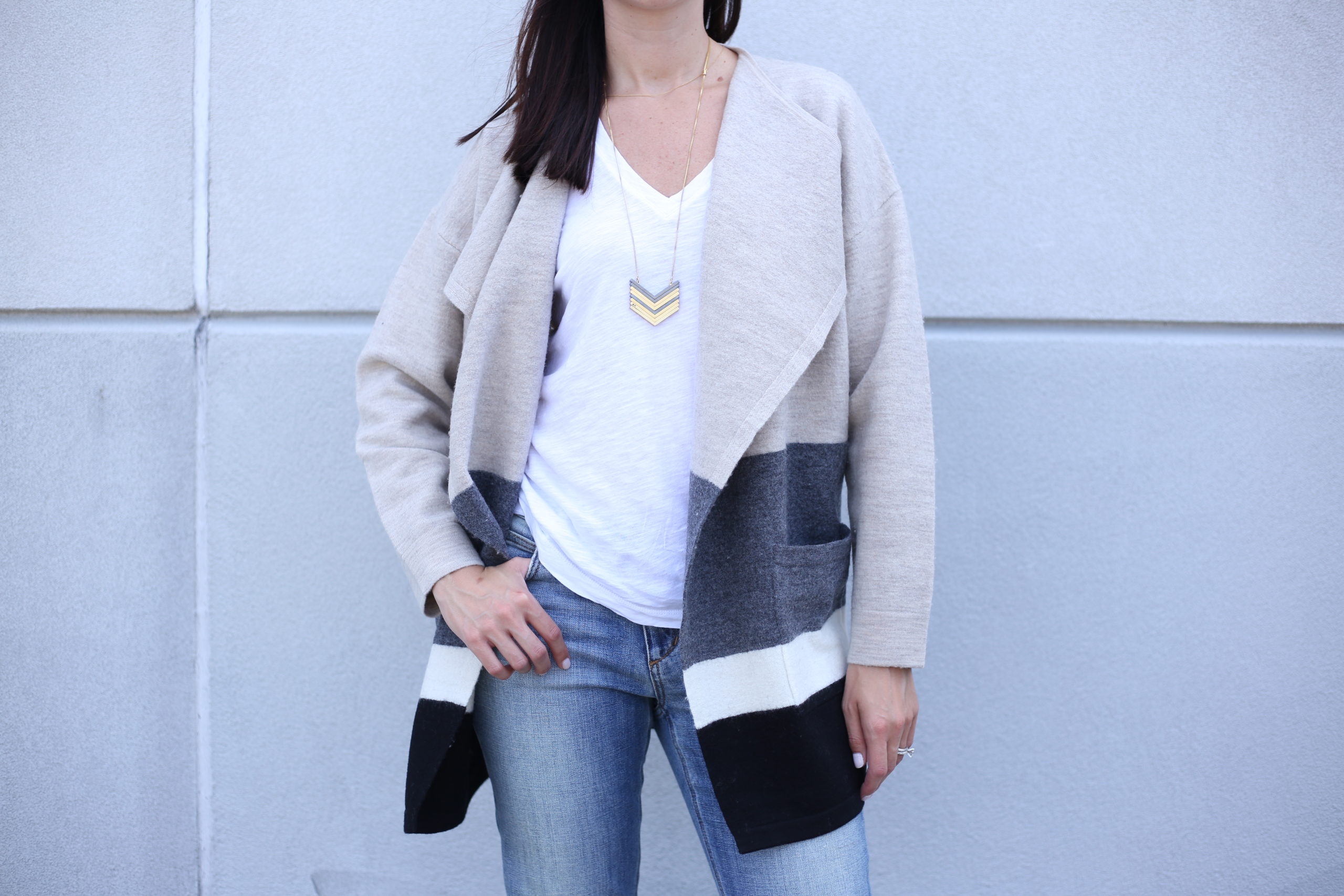 madewell colorblock boiled wool cardigan