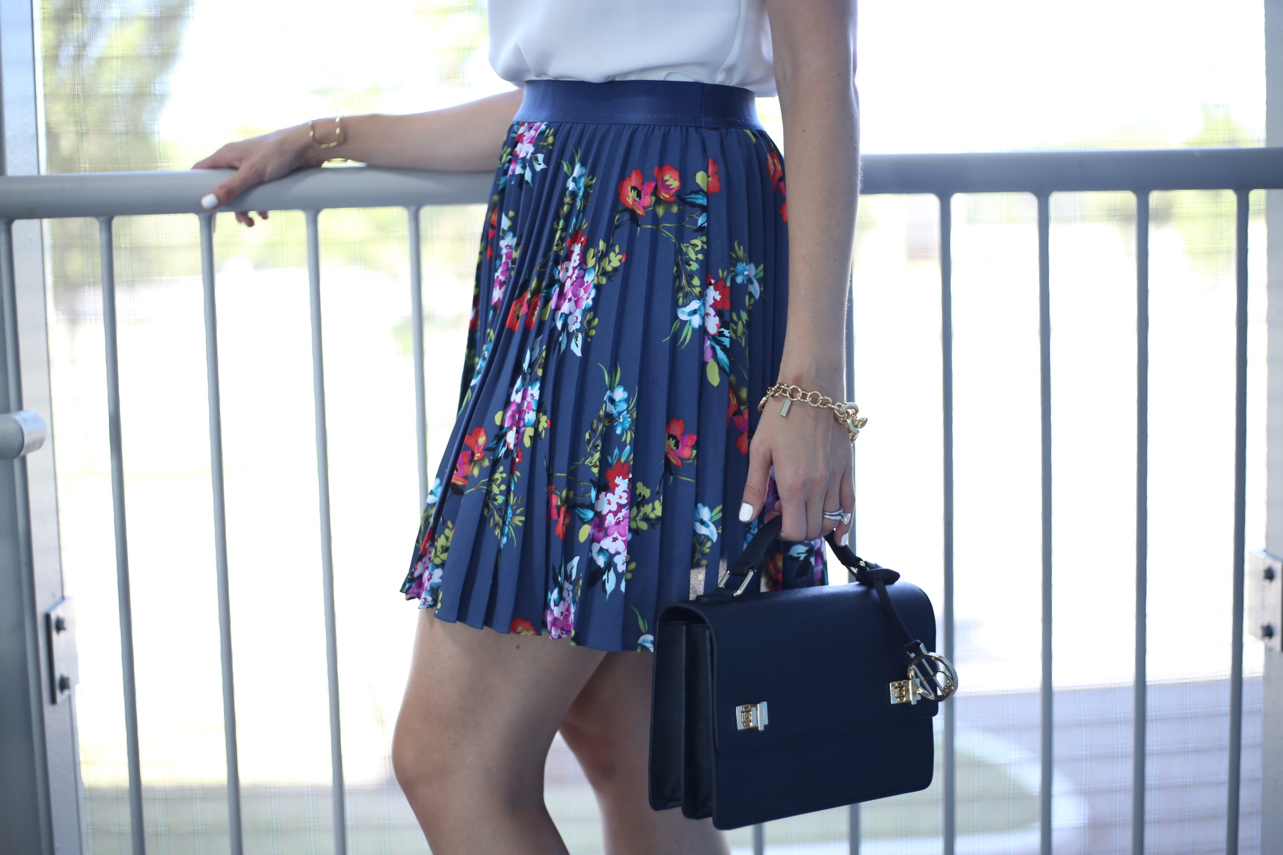 Floral Print Pleated Mini and The New It Sandal - Blushing Rose Style Blog