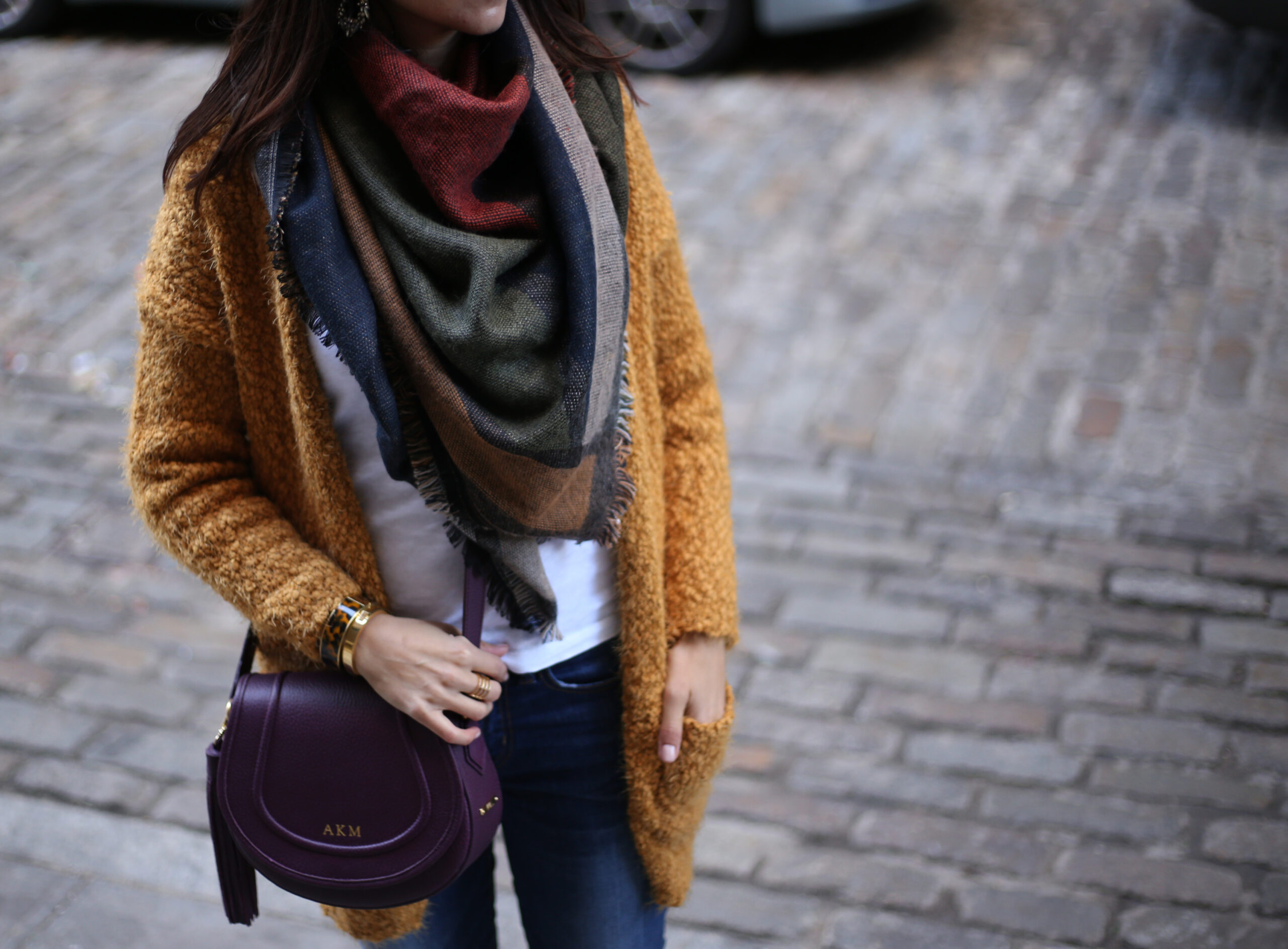 Open Cardigan & Blanket Scarf - A cold day In Brooklyn - Blushing Rose ...