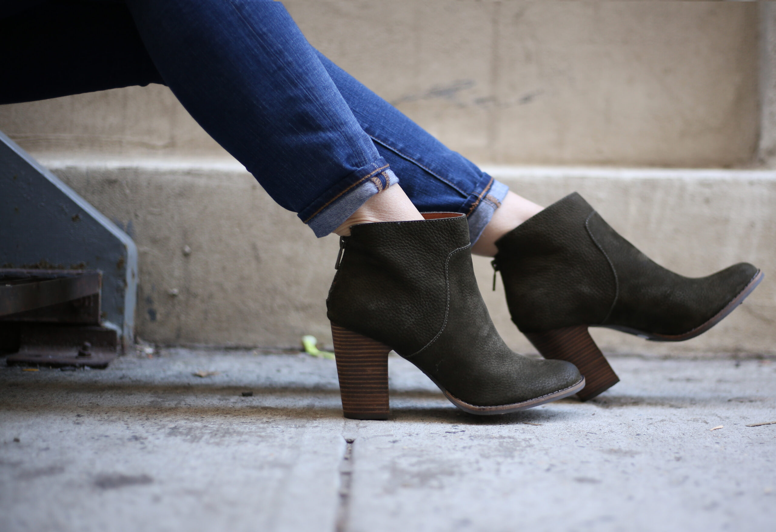 olive suede booties