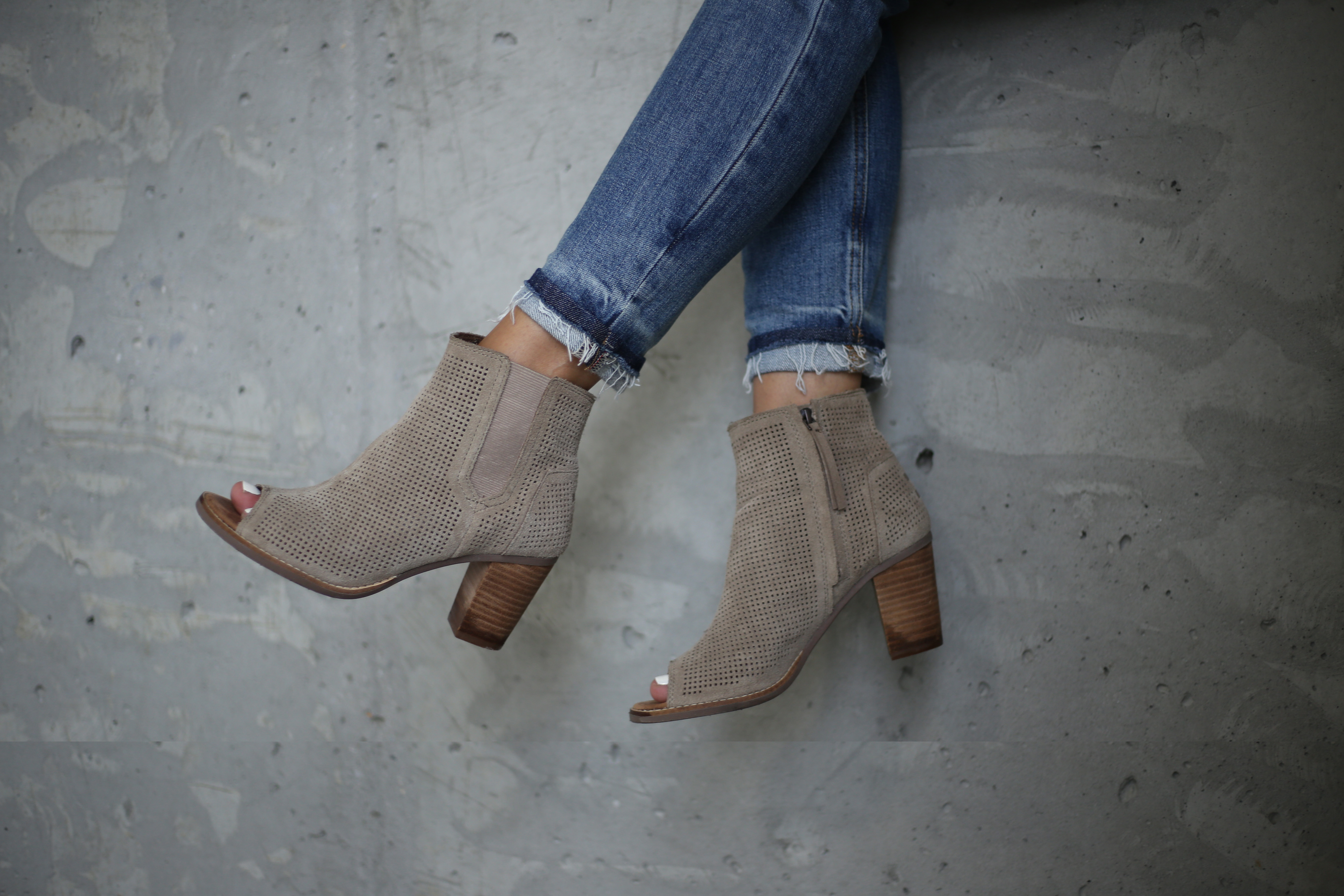 toms peep toe booties