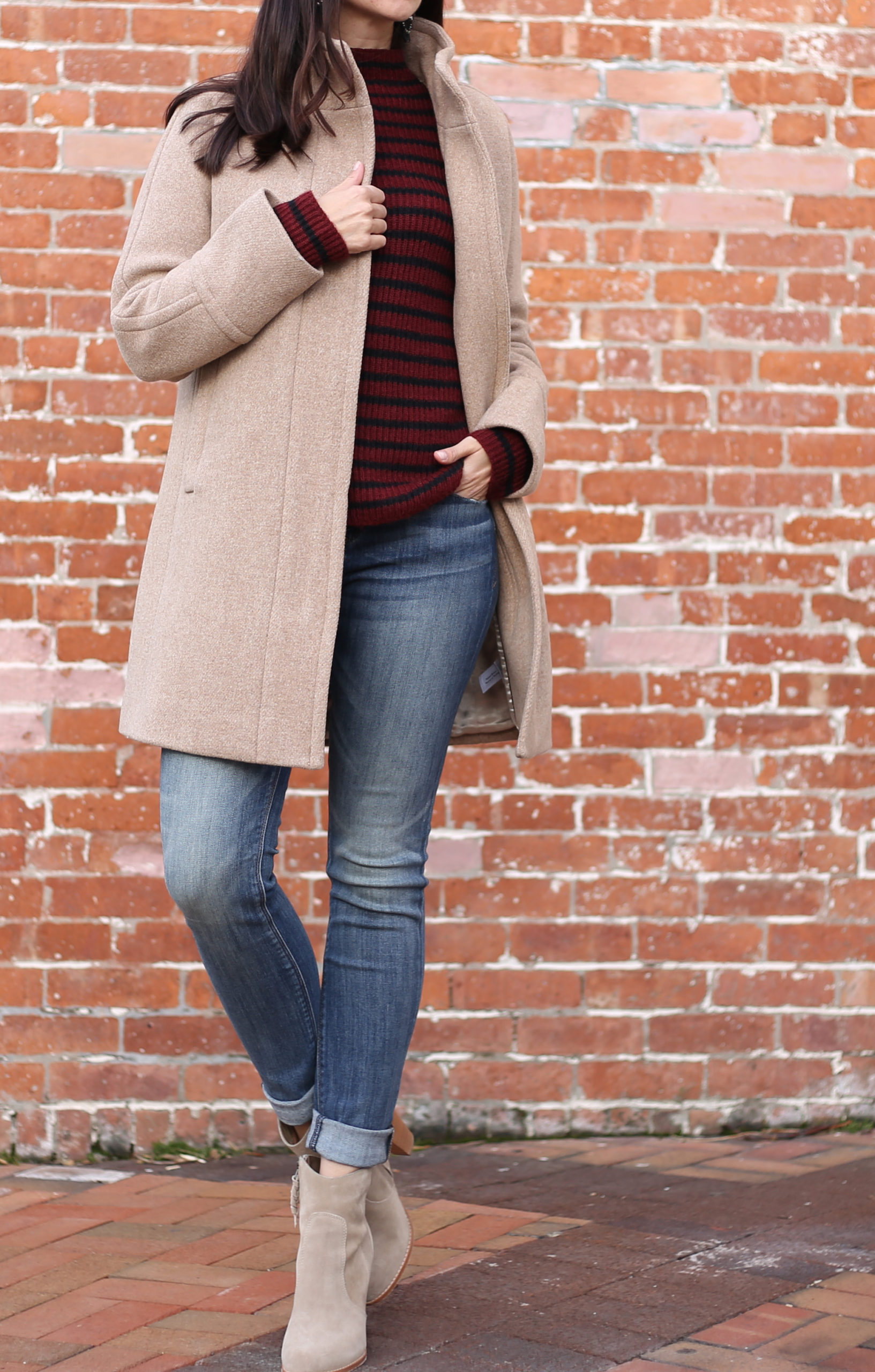 coat jeans fall outfit