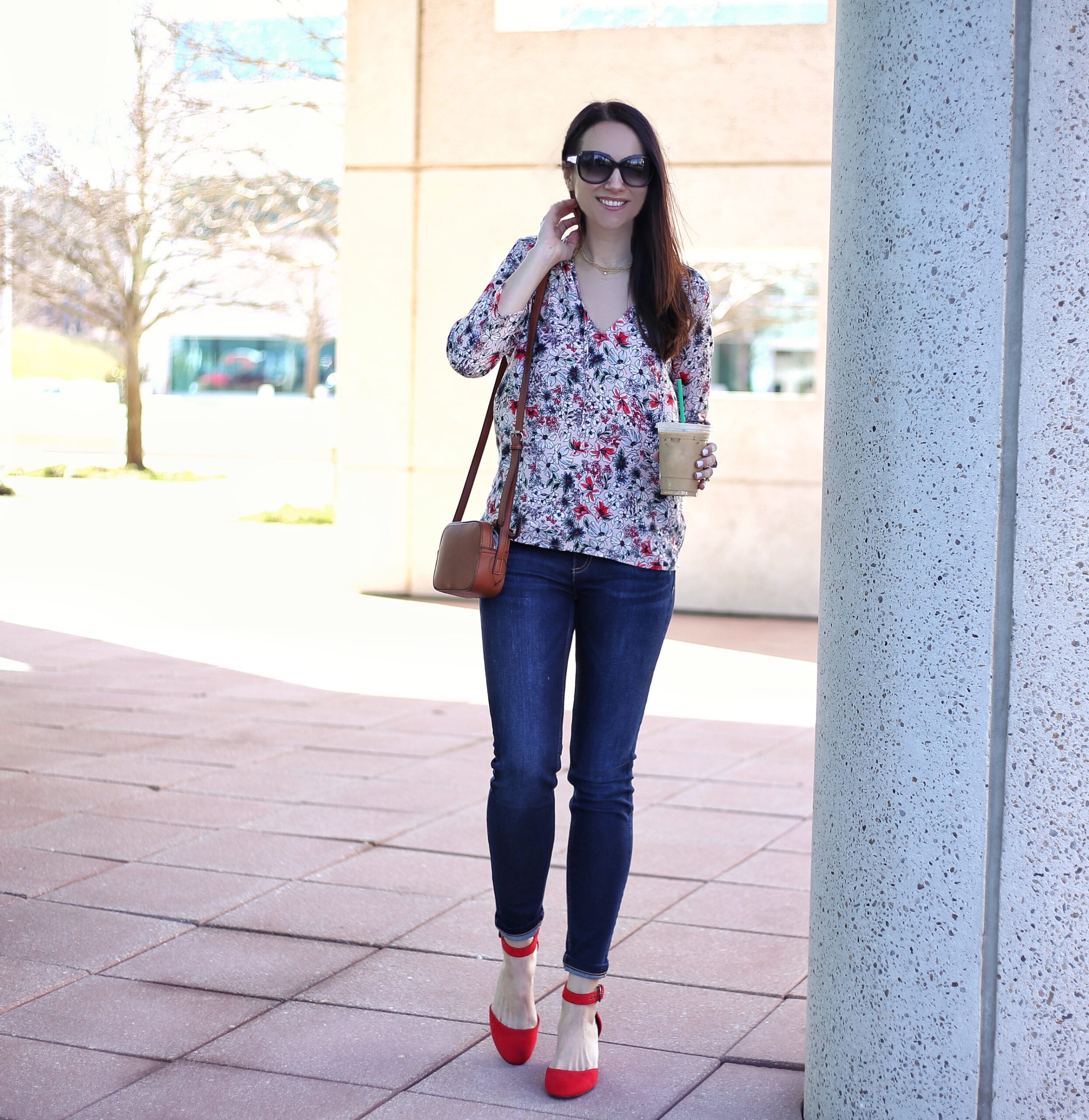fashion blogger Anna Monterio of Blushing ROse Style blog wearing spring outfit with Marks & Spencer