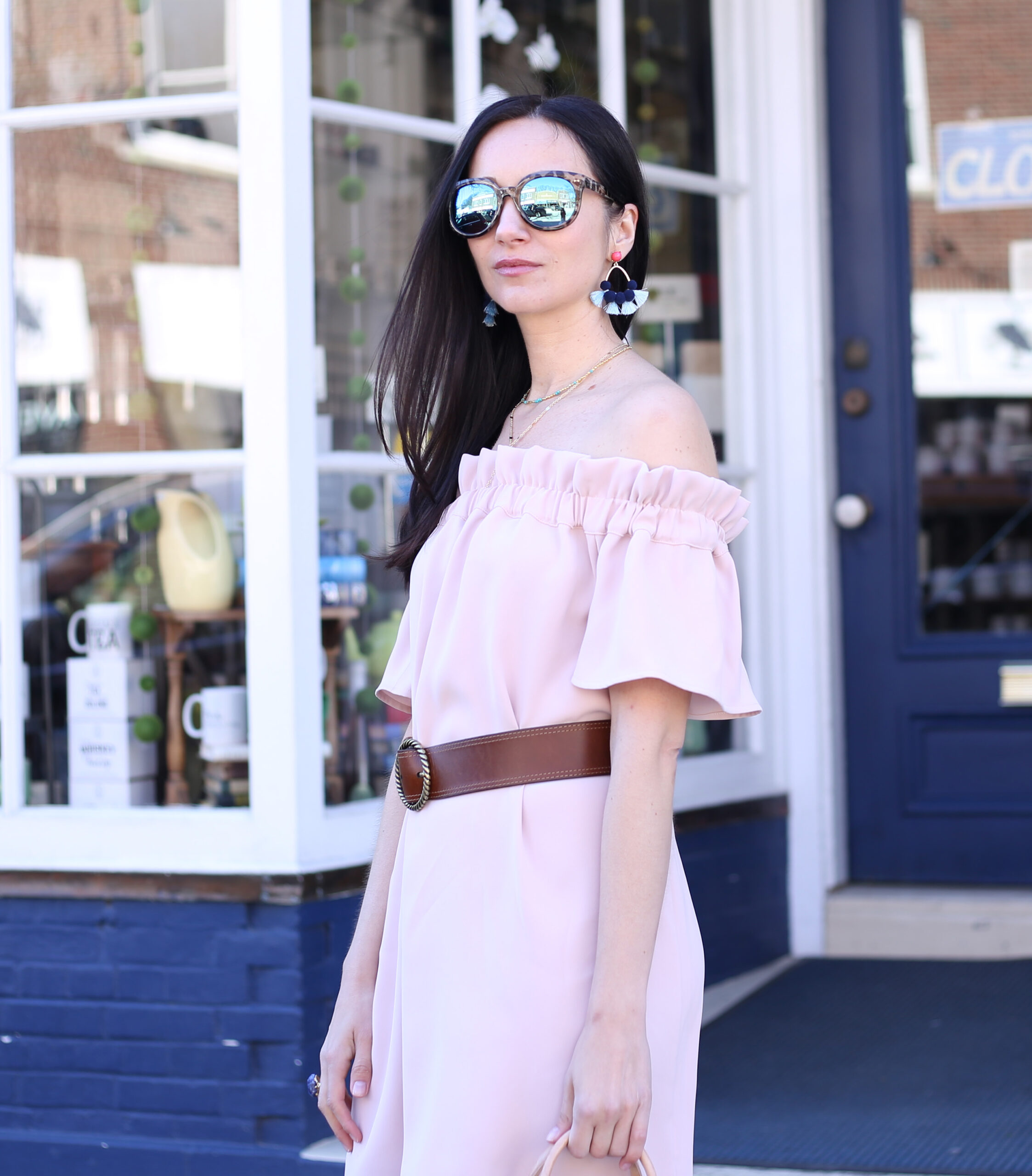 blogger Anna Monteiro of Blushing Rose Style wearing BP. sunglasses from Nordstrom