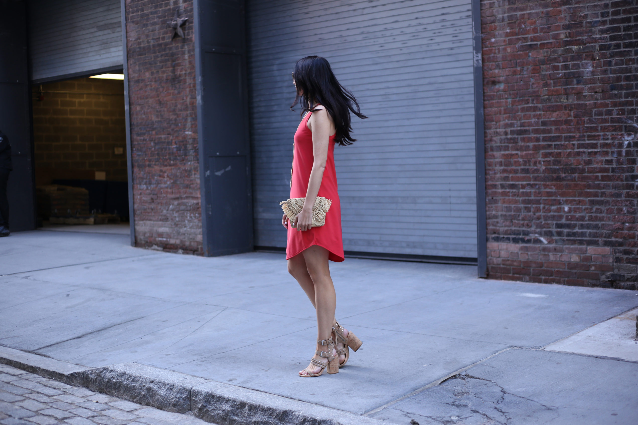 Anna Monteiro of Blushing Rose Style blog wearing leith tank dress in Red Saucy color from Nordstrom