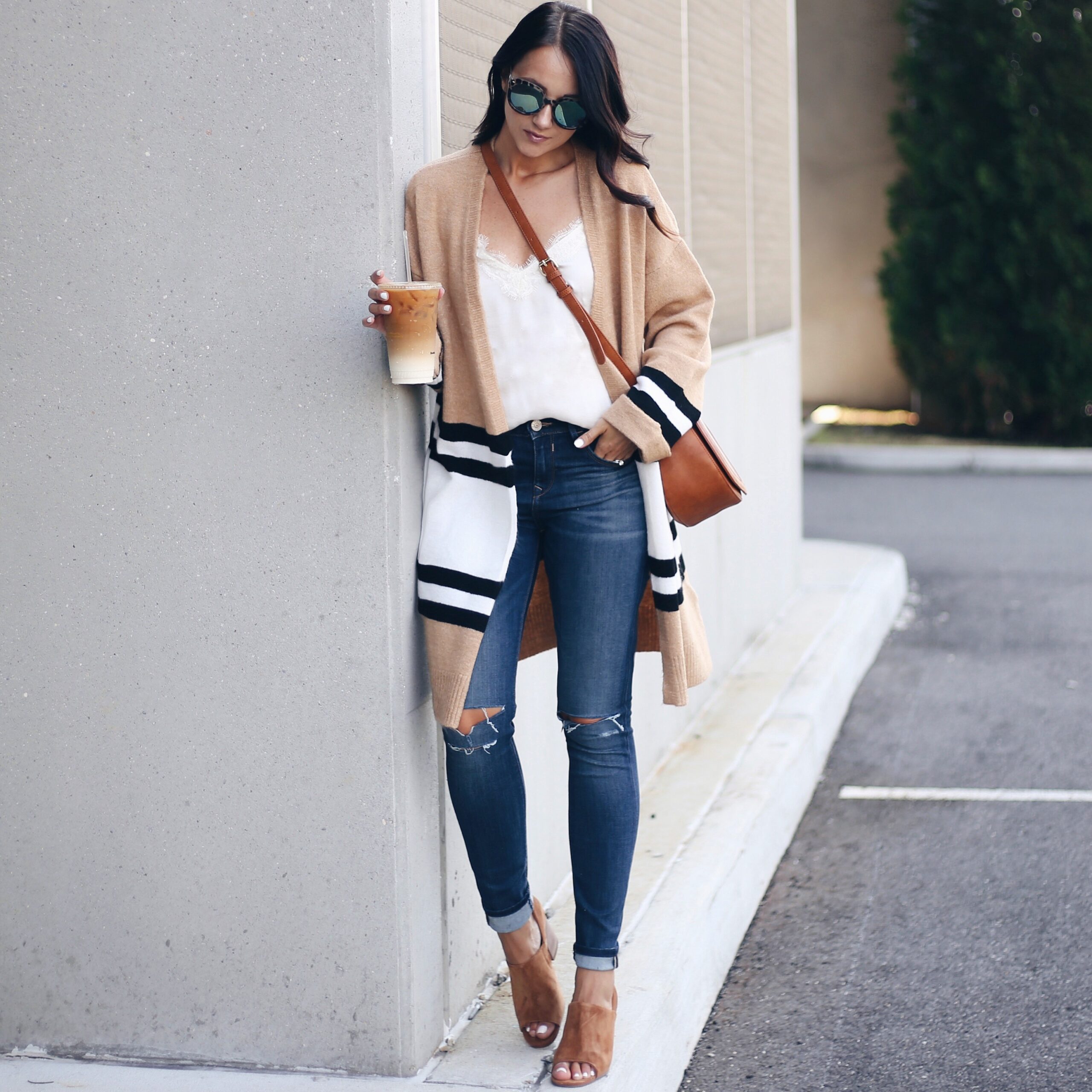 fashion blogger Anna Monteiro wearing color block cardigan from the Nordstrom Anniversary Sale 2017