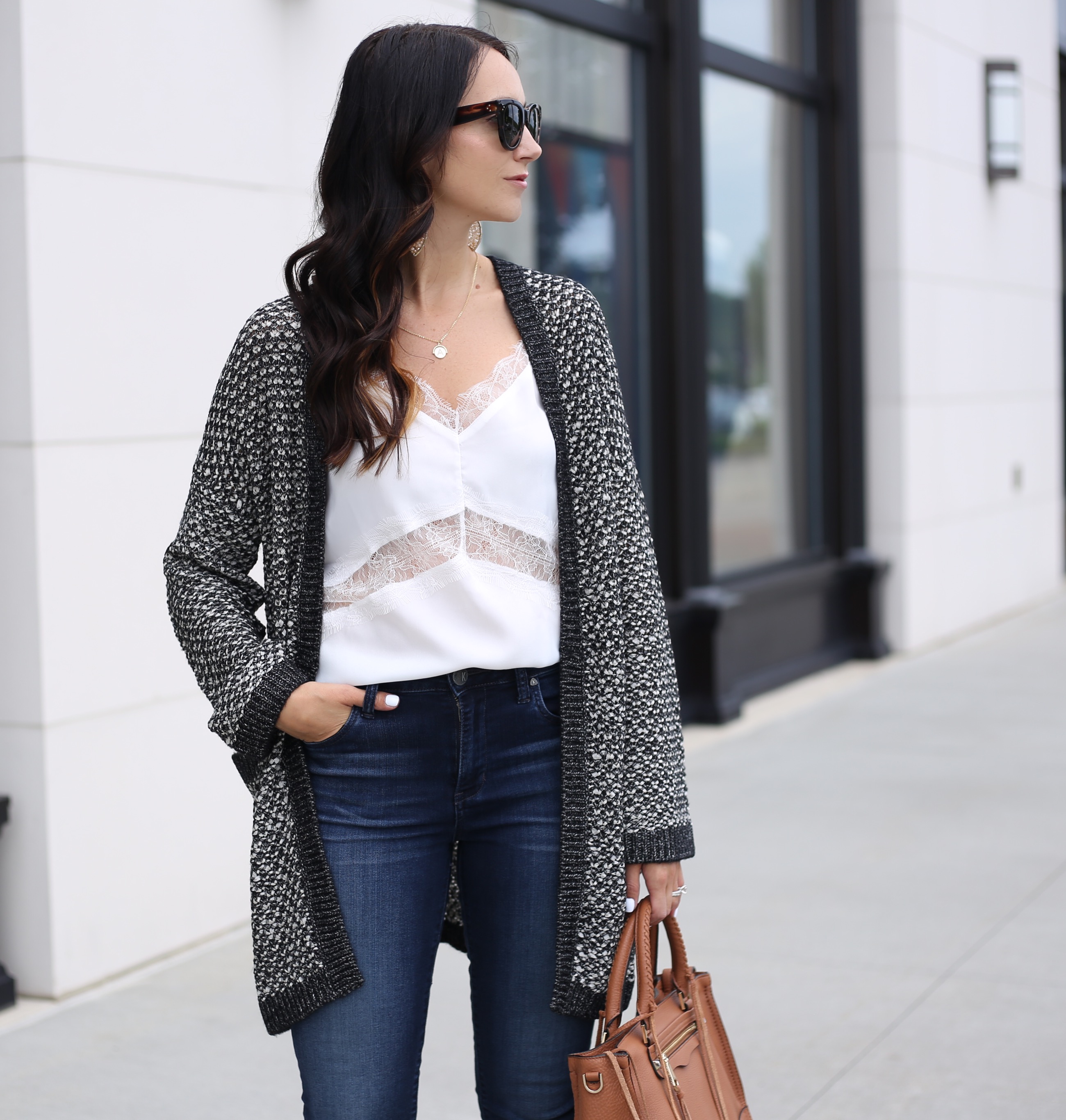 fashion blogger anna monteiro of blushing rose style blog wearing perfect fall cardigan caslon textured boyfriend cardigan from nordstrom