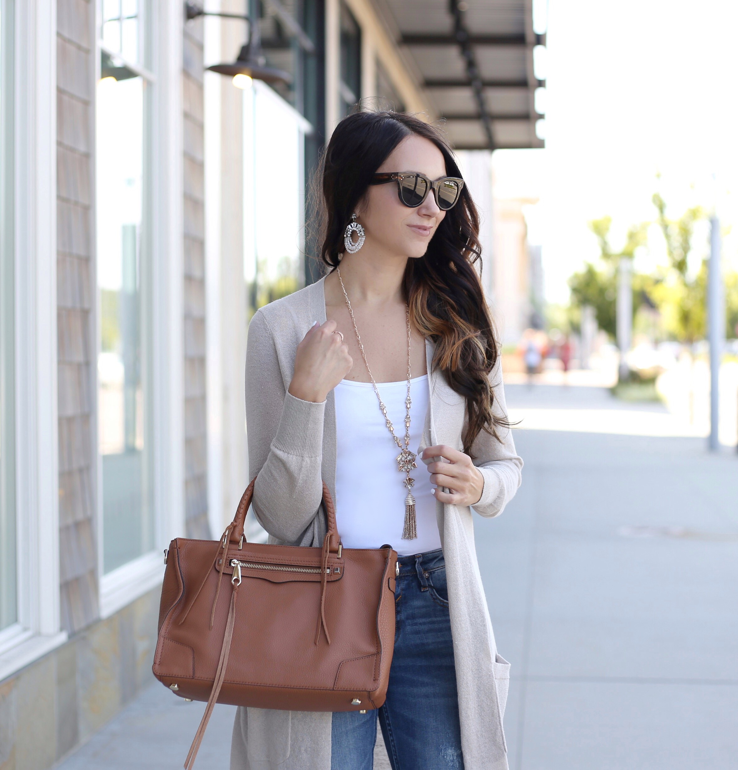 blogger Anna Monteiro of blushing rose style blog wearing rebecca minkoff regan satchel from nordstrom in fall wardrobe update