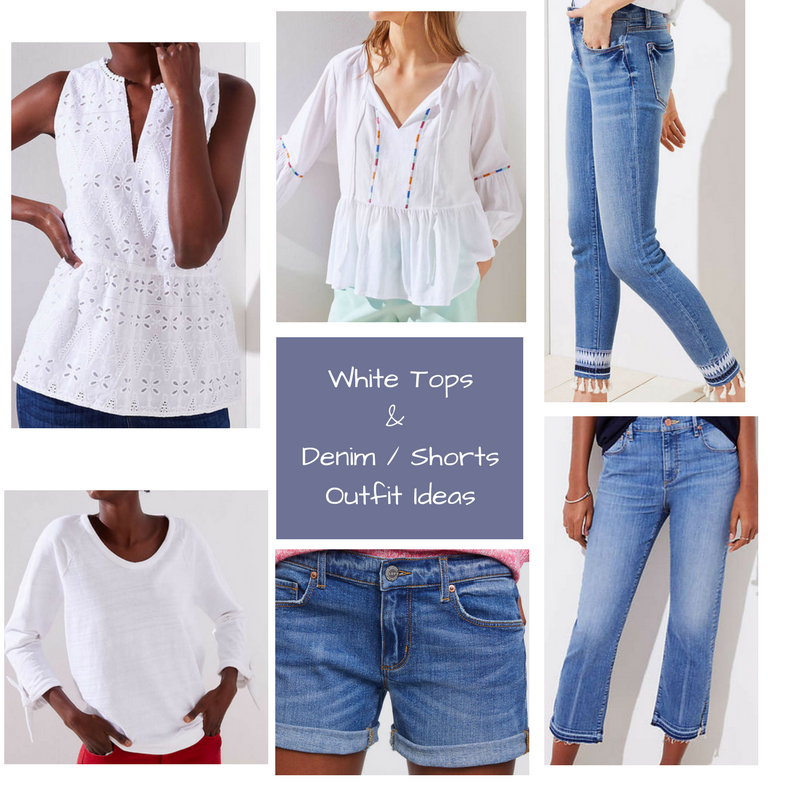 white tops and denim outfit ideas