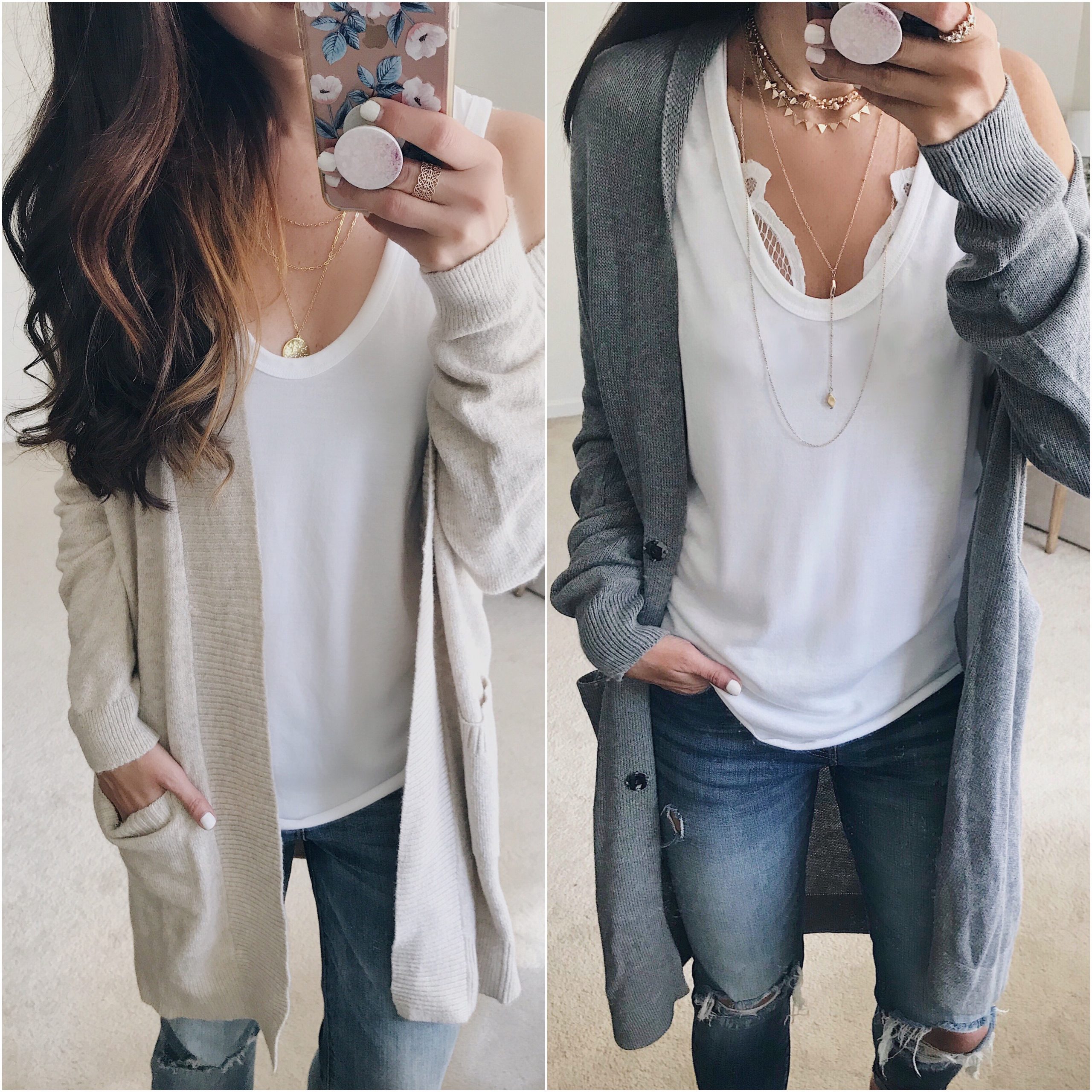 anna monteiro of blushing rose style blog wearing cozy fall sweaters and slouchy tank top