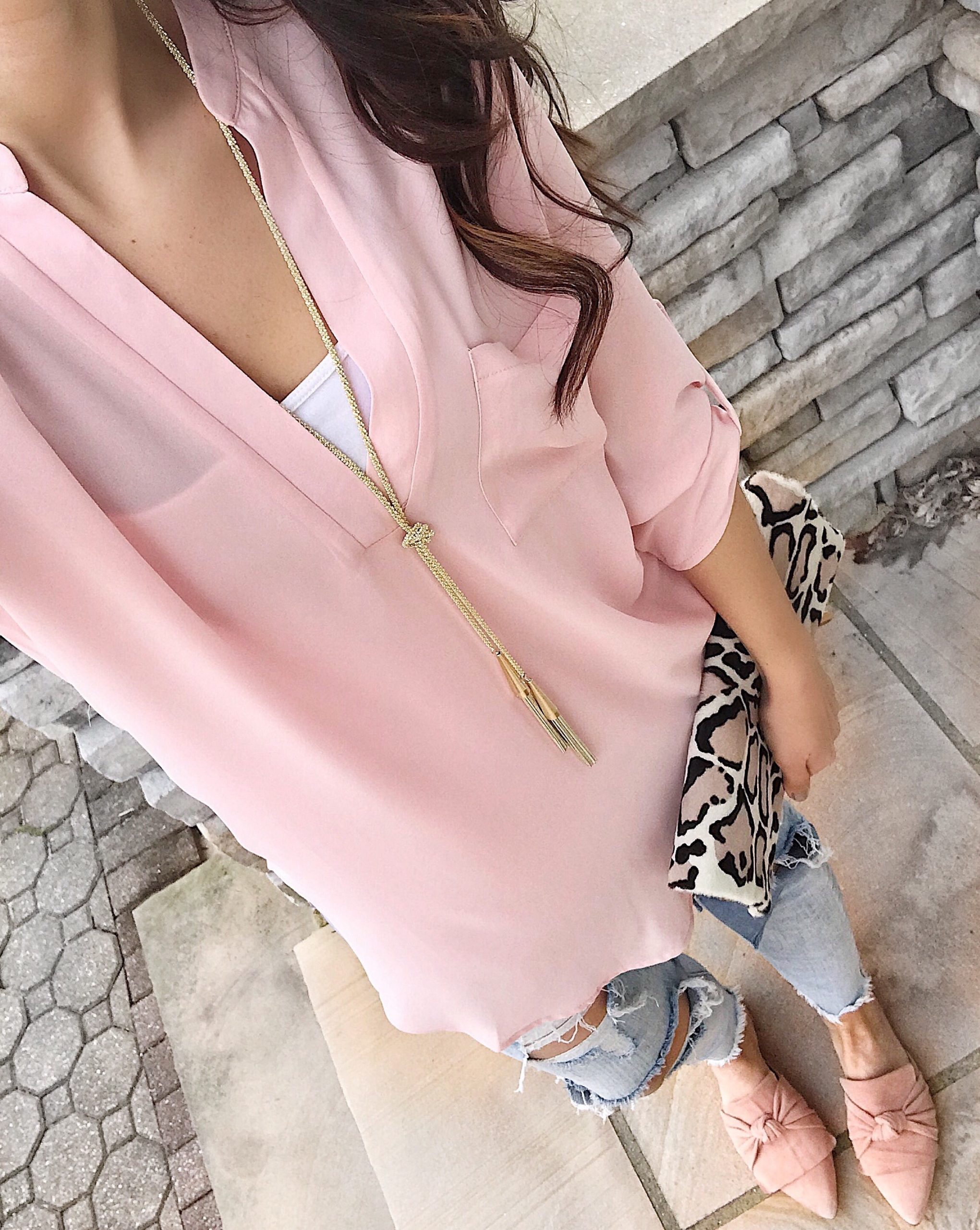 Spring Fashion, Pink Luch tunic, Leopard clutch