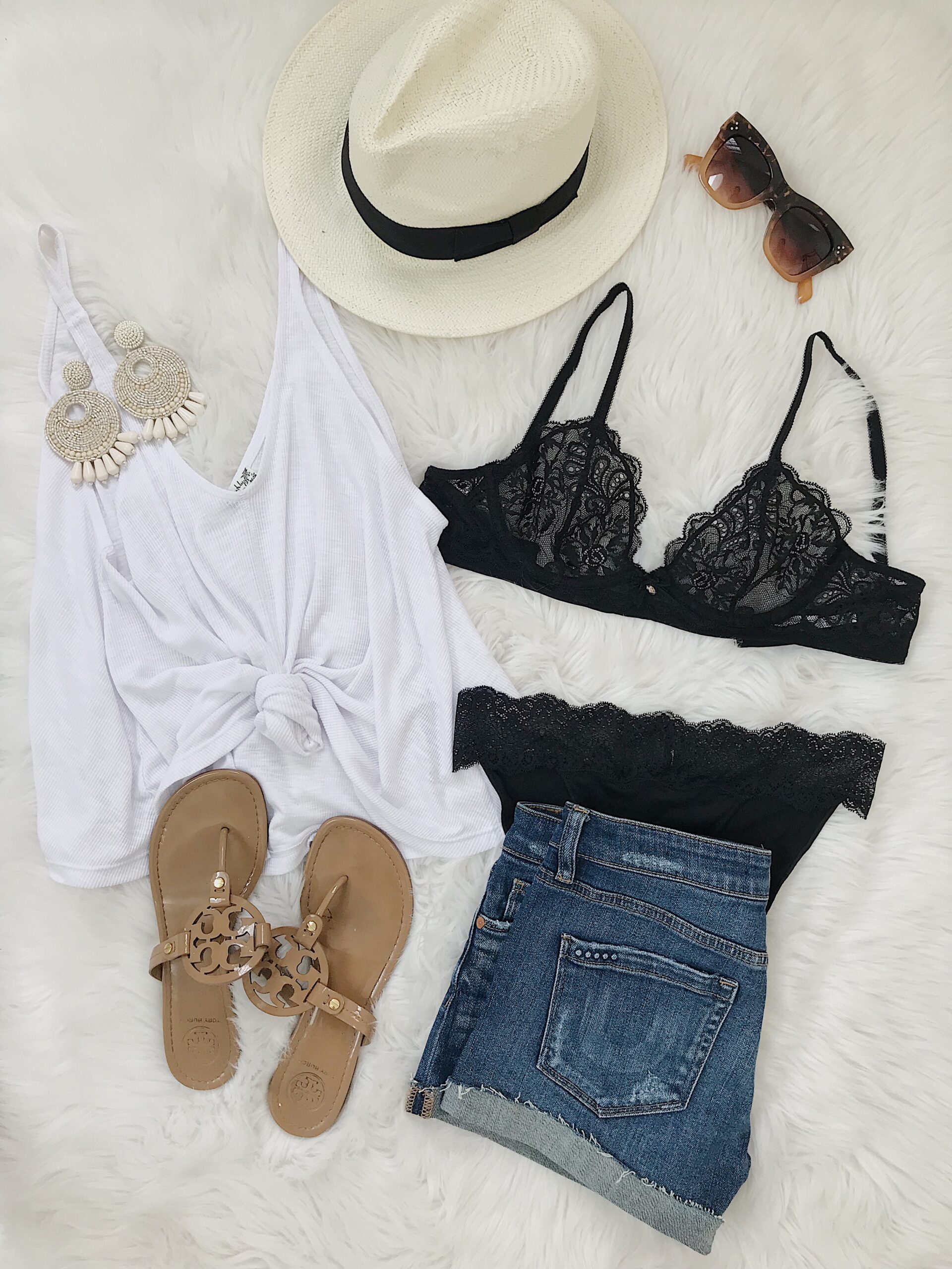 how to wear peek-a-boo lace bralette, summer outfit inspiration