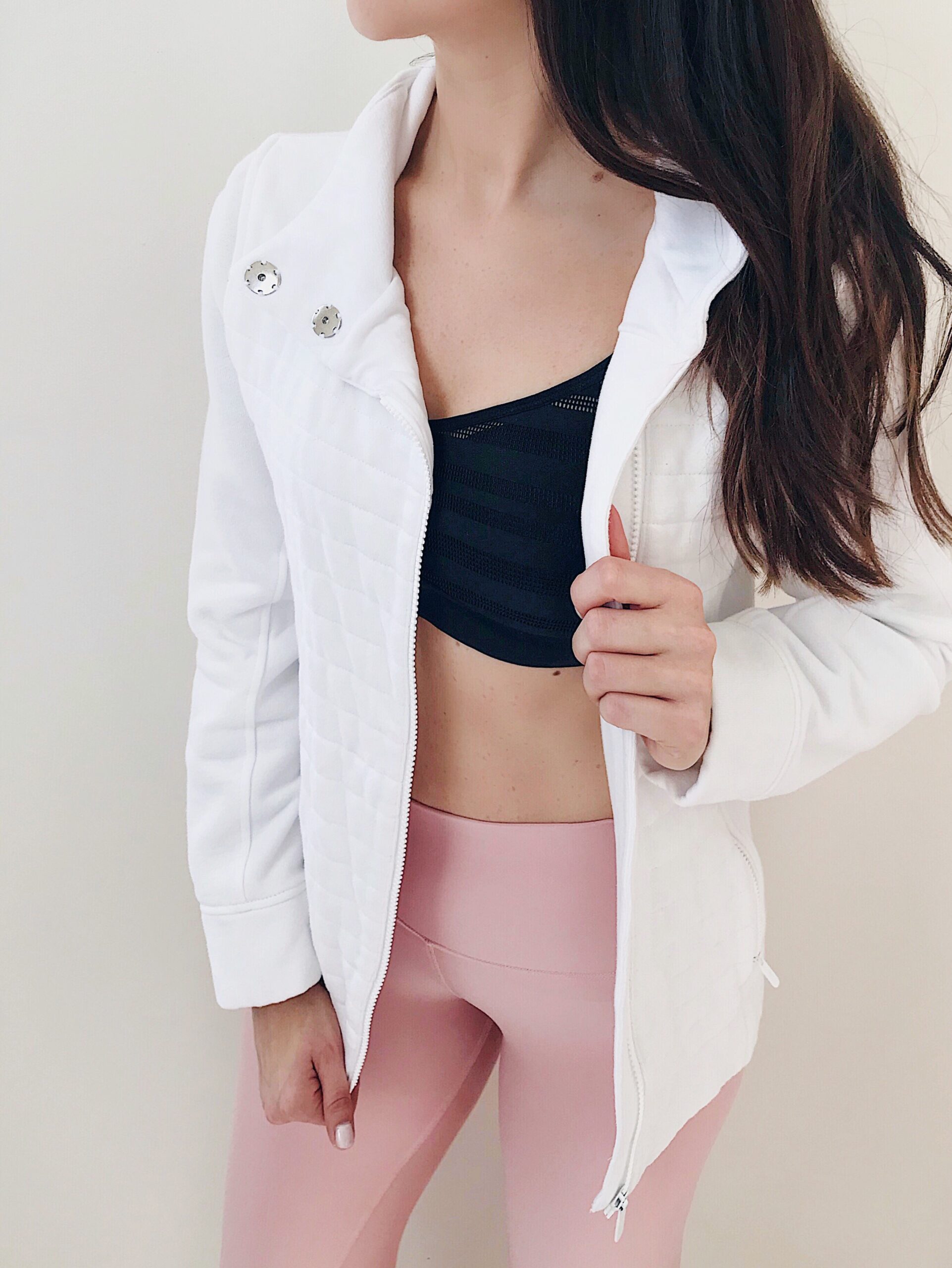 pink leggings, sports bra, cute workout outfit