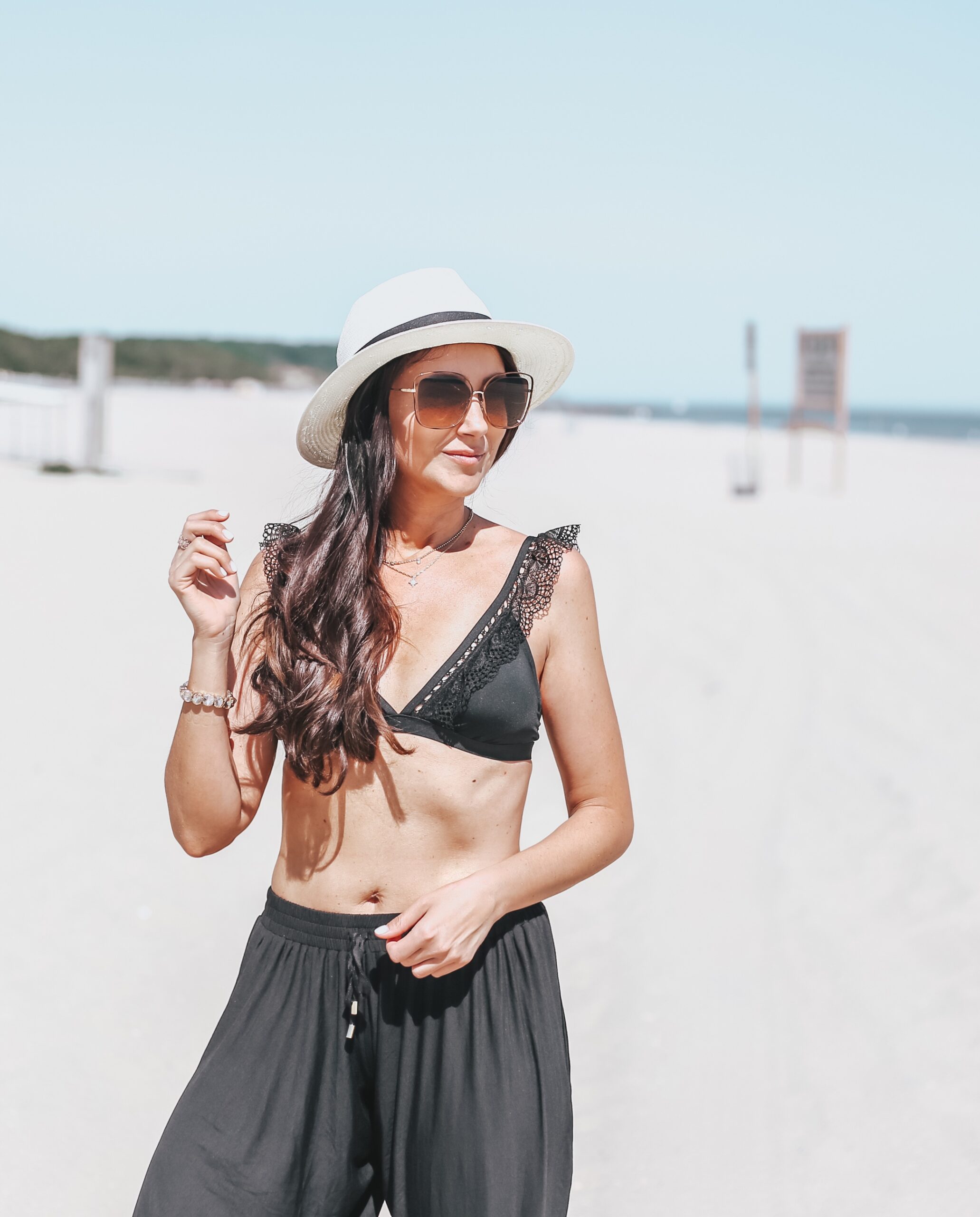 black bikini top. summer style. beach style. must have swimsuits on sale