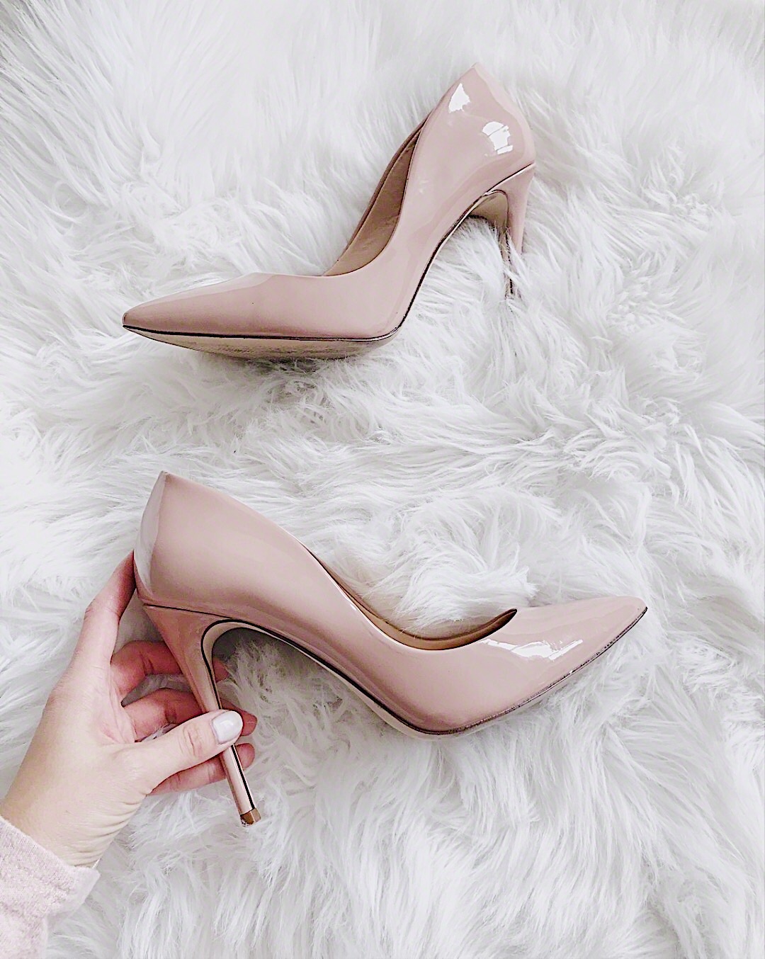 nude patent leather pumps