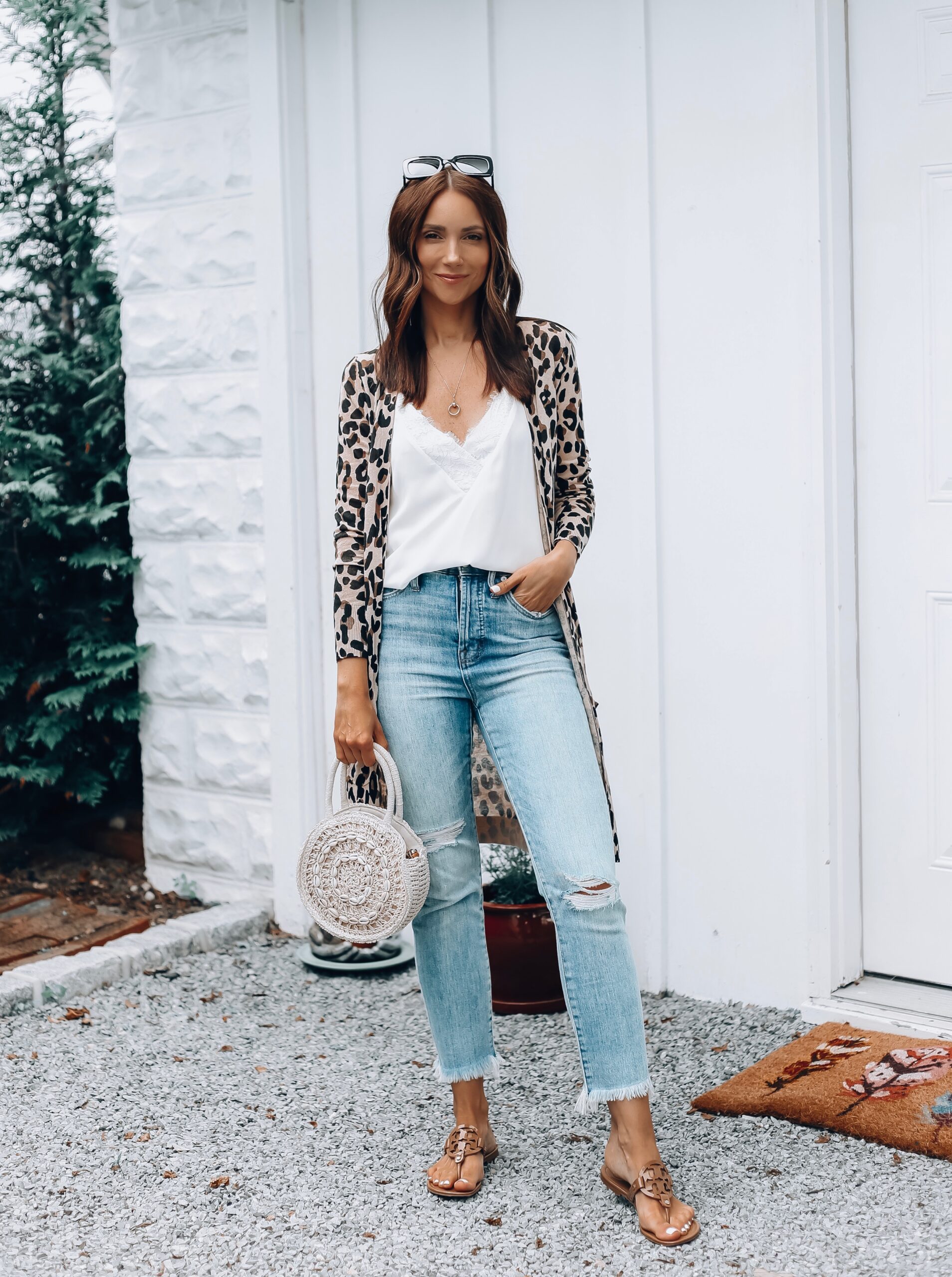 leopard cardigan outfit