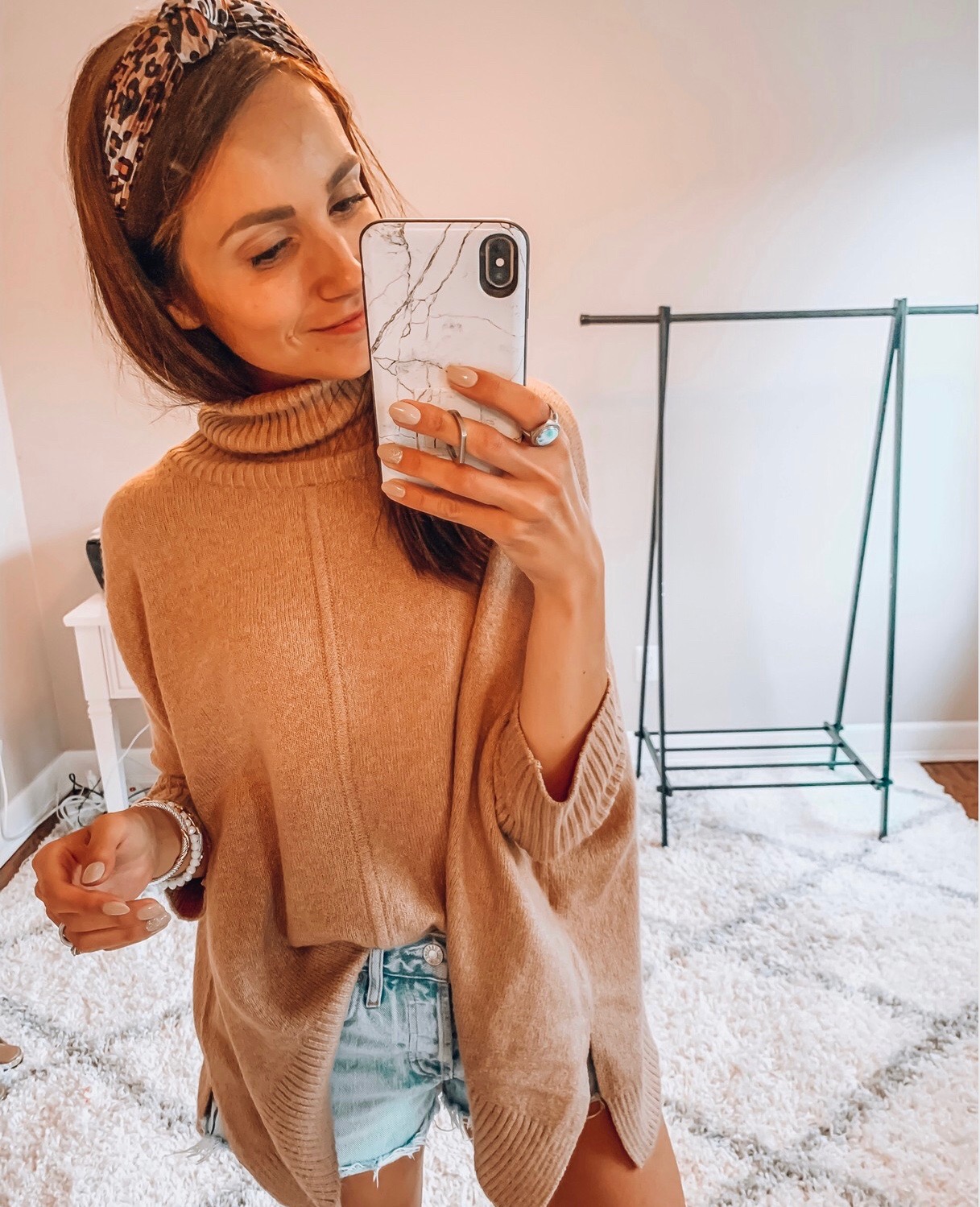 turtleneck poncho sweater