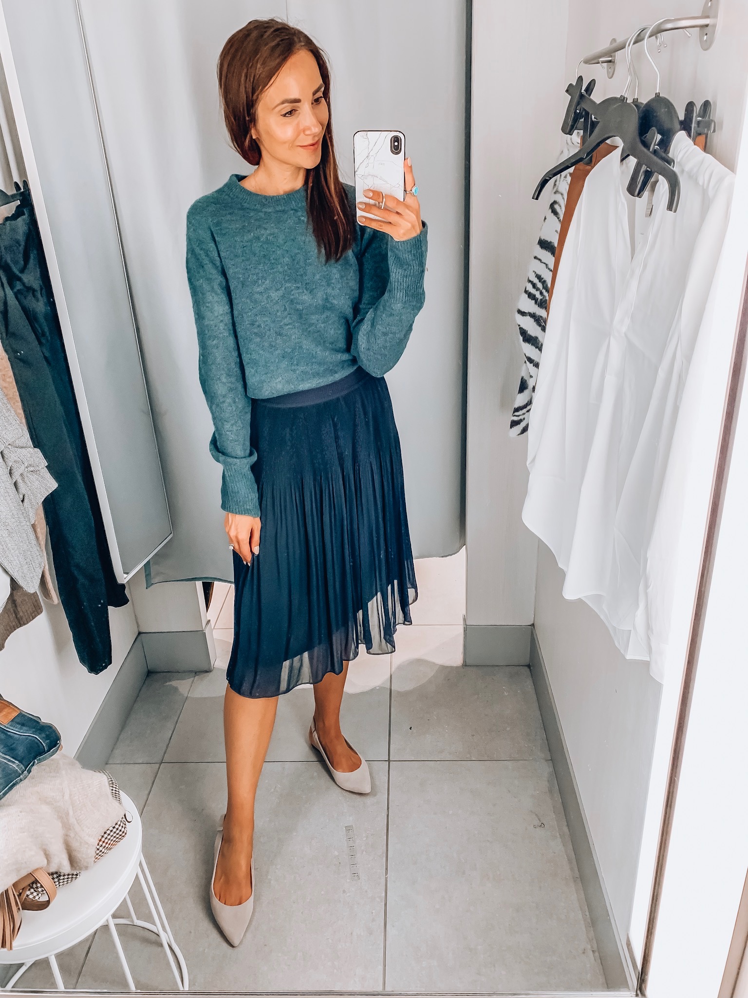 sweater, skirt, h&m try-on