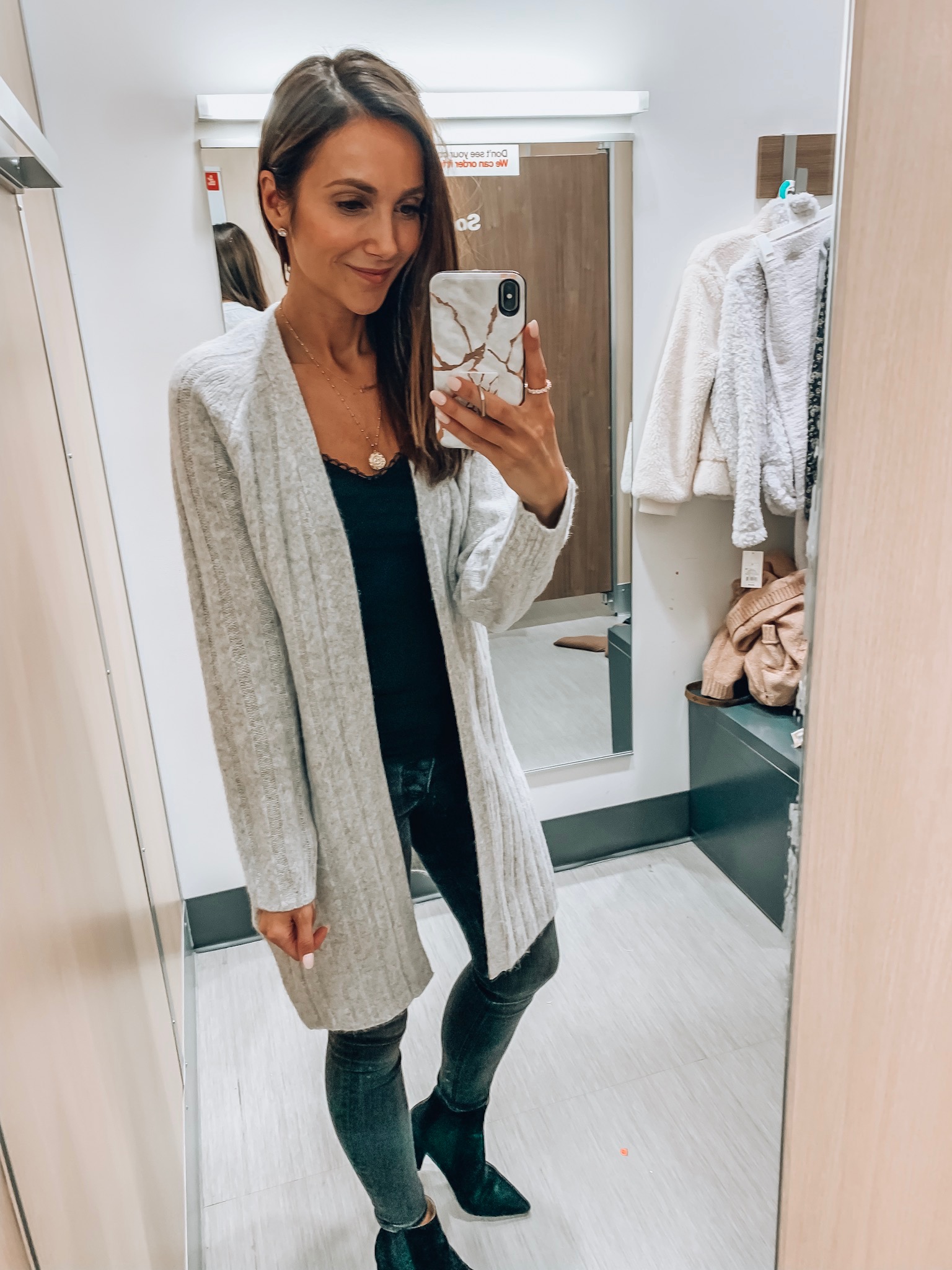 GREY LONG LINE CARDIGAN