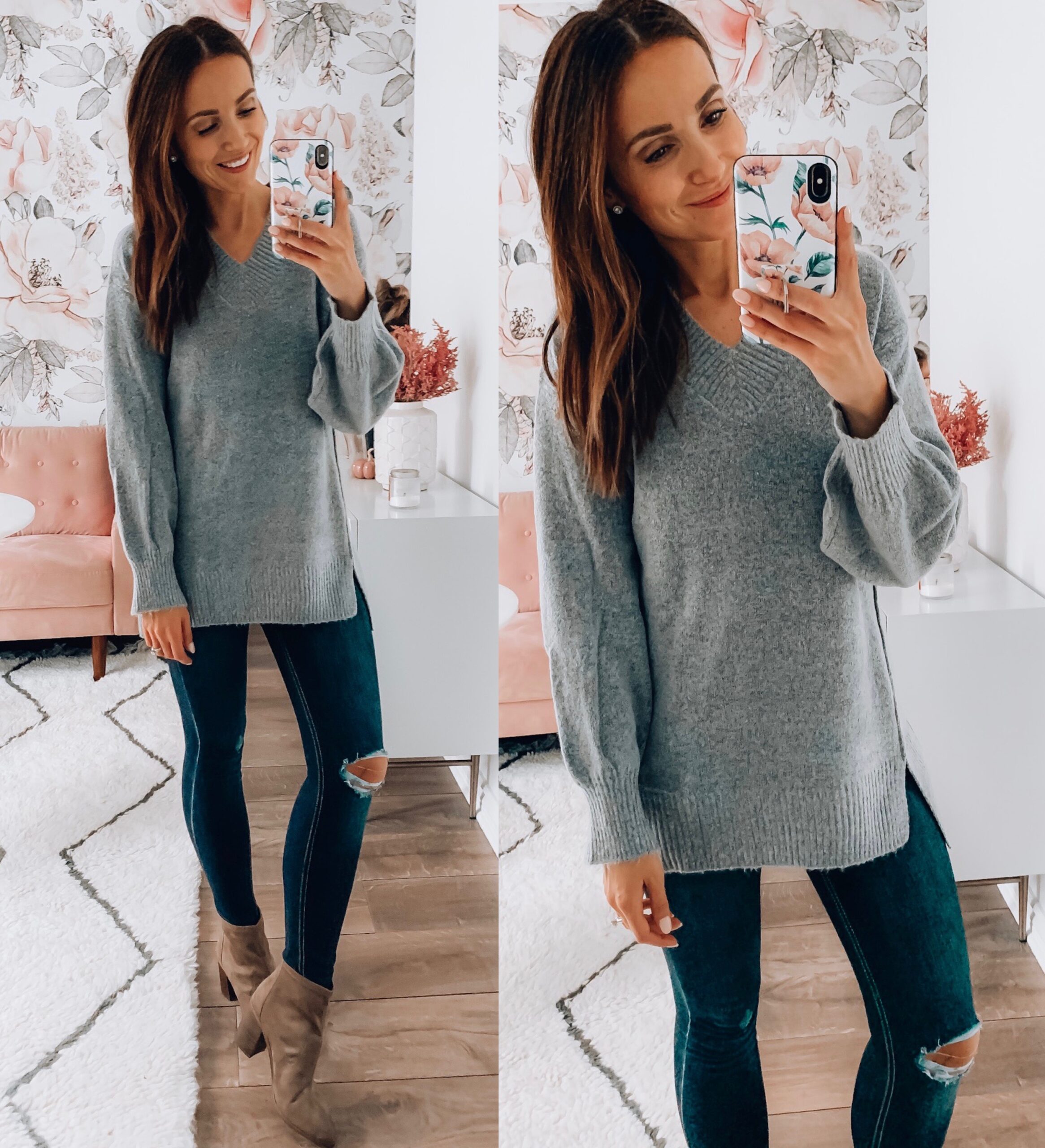 TUNIC SWEATER, JEANS