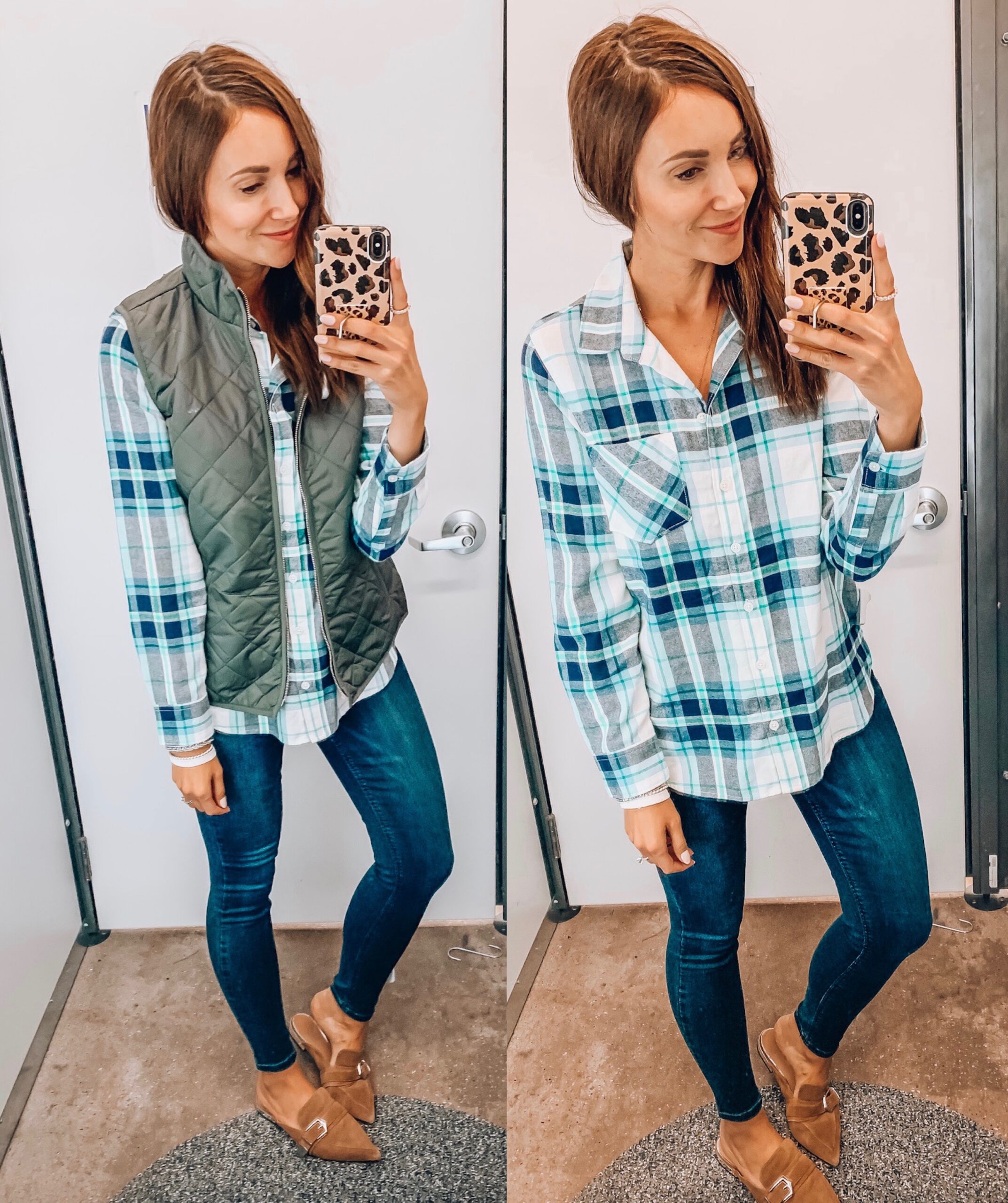 JEANS, FLANNEL, VEST, FALL OUTFIT