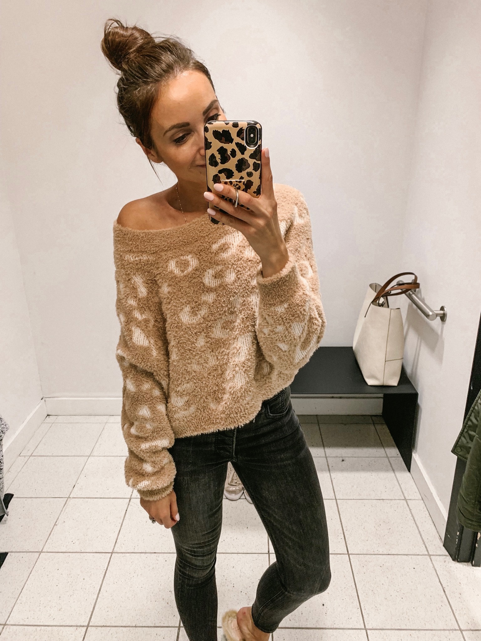 LEOPARD SWEATER. JEANS, MULES