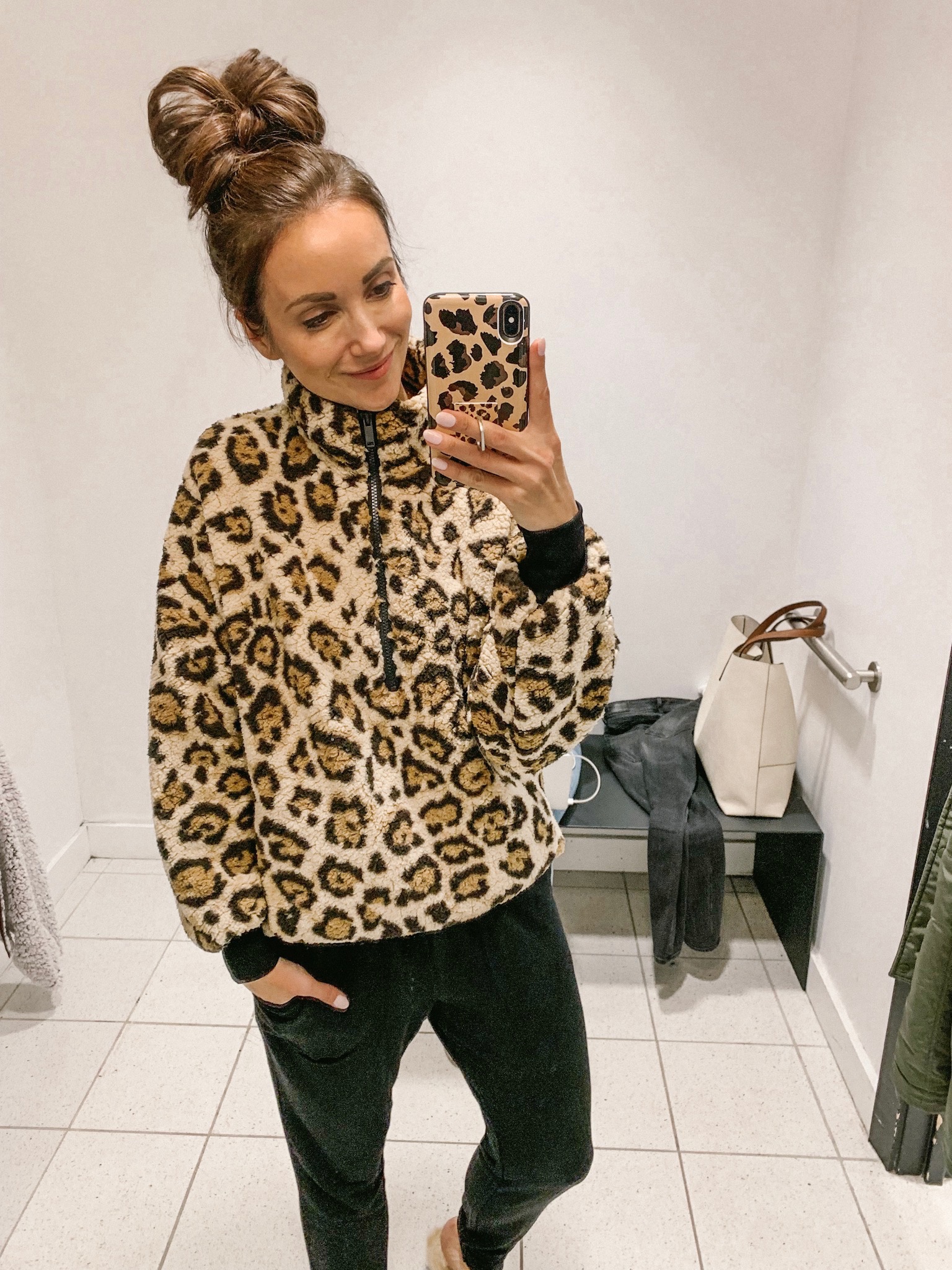 LEOPARD SHERPA ZIP UP