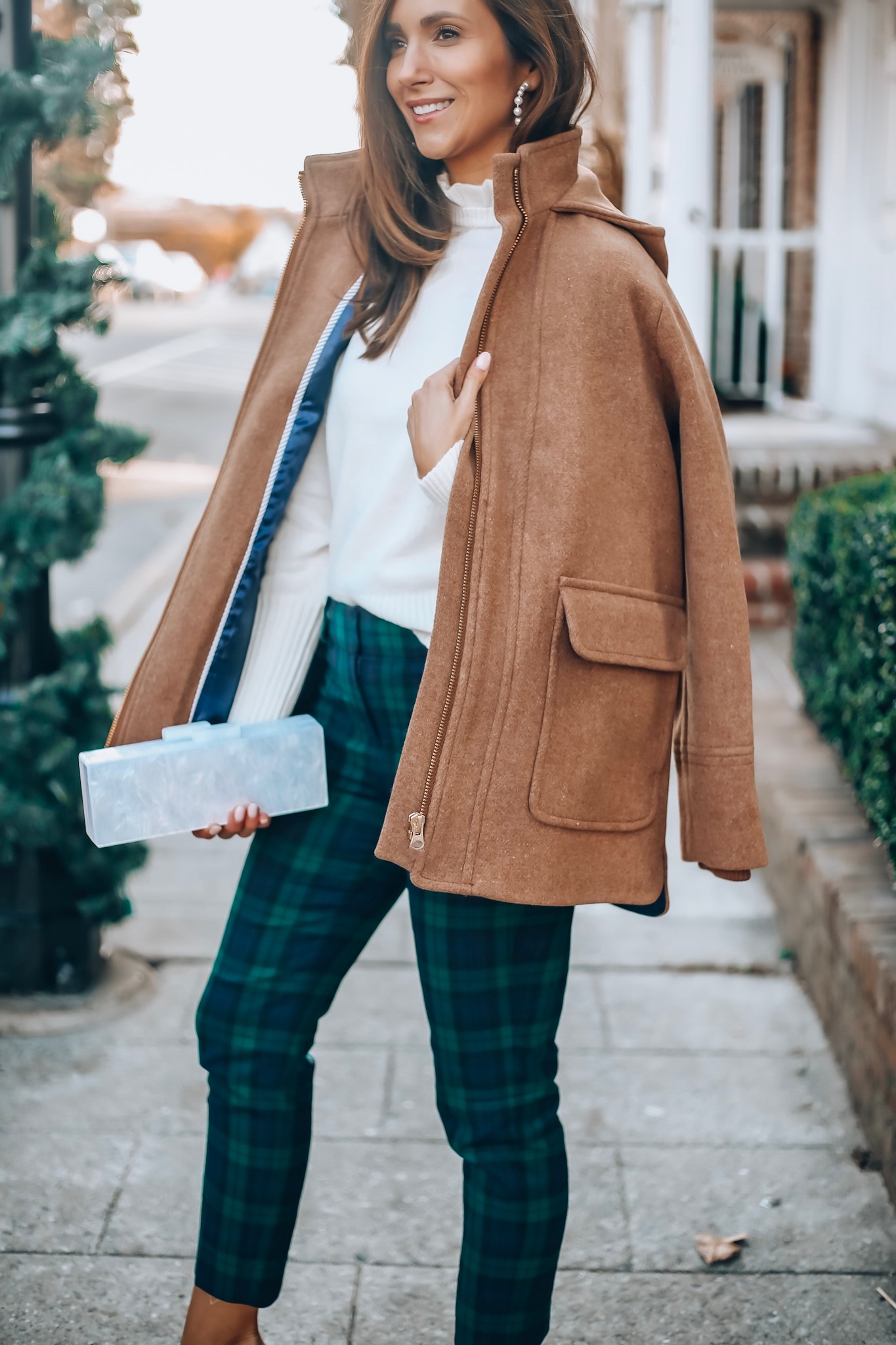 J.Crew Jacket, Sweater, Plaid Pants,