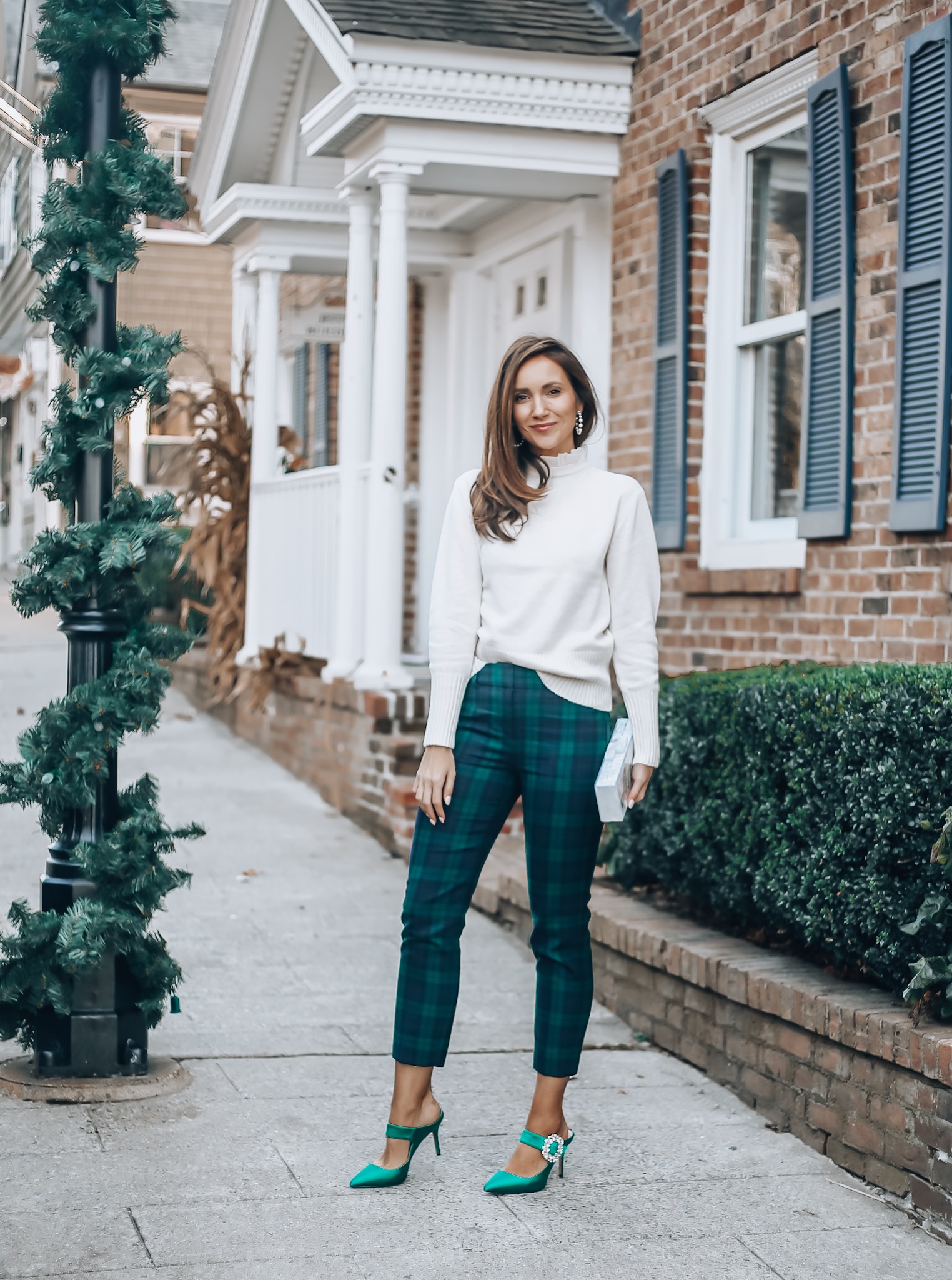 Sweater, Plaid Pants, Maryjane heels, J.Crew style