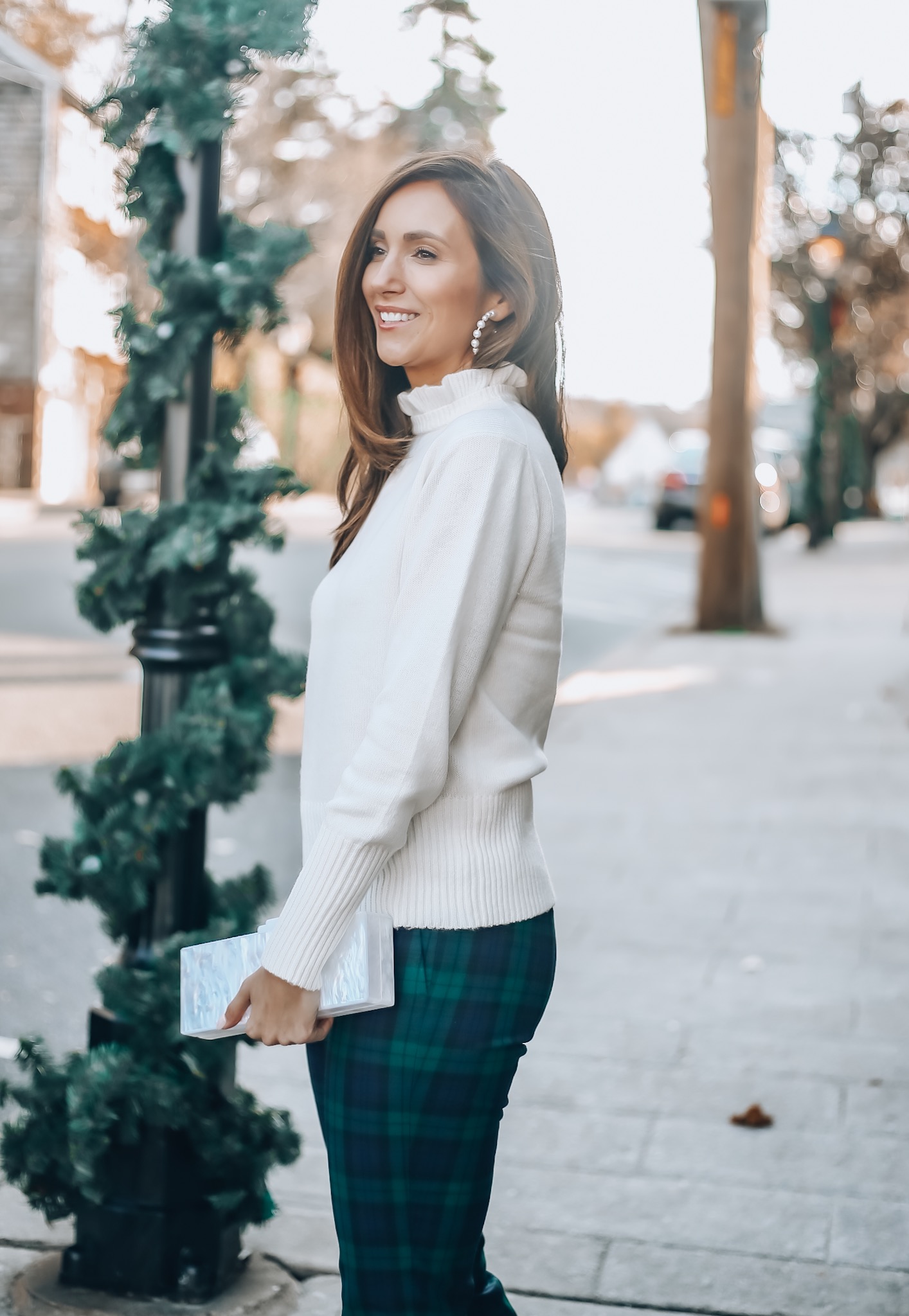 Sweater, plaid pants, j. crew holiday style