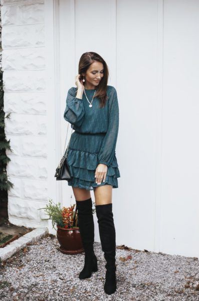 Green Dress, Over the Knee Boots