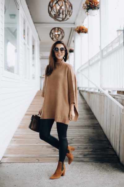 Poncho, Vegan Leather Leggings