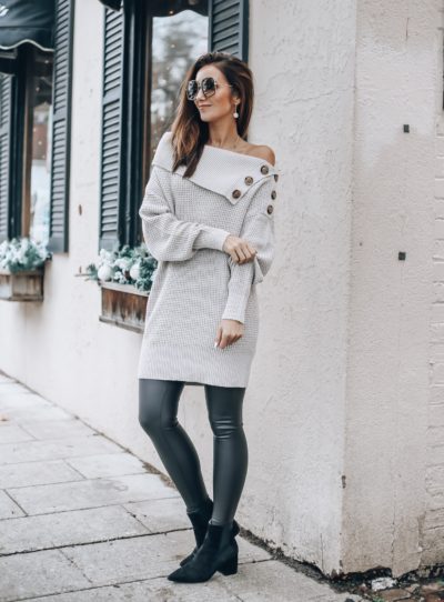 Tunic Sweater, Vegan Leather Leggings