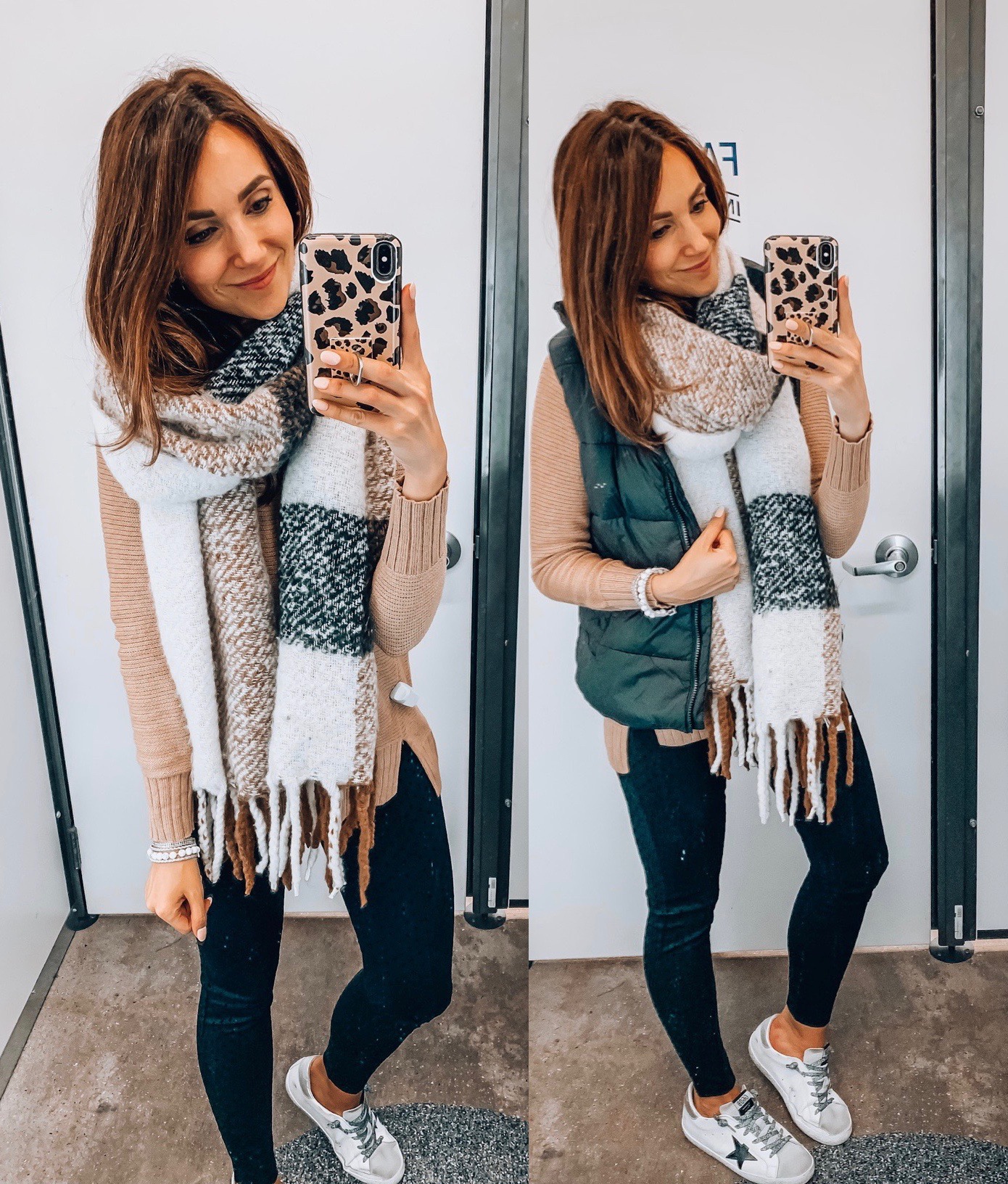 sweater, scarf, pants,vest, fall outfit