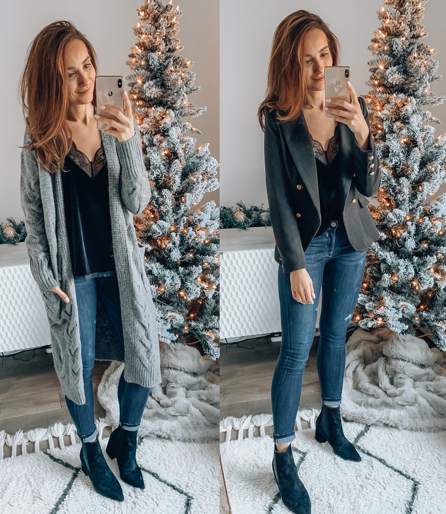 Cami, Cardigan, Jeans