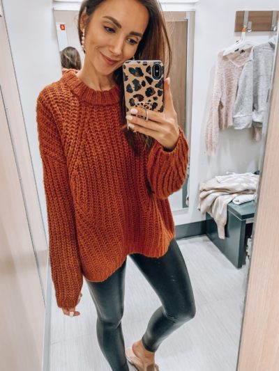 Knit Sweater, Faux Leather Leggings