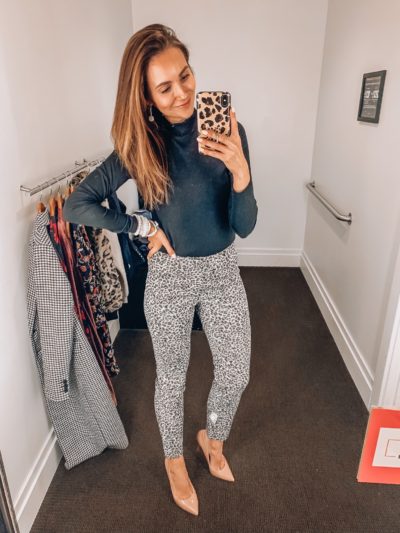 Banana Republic Turtleneck, Leopard Pants