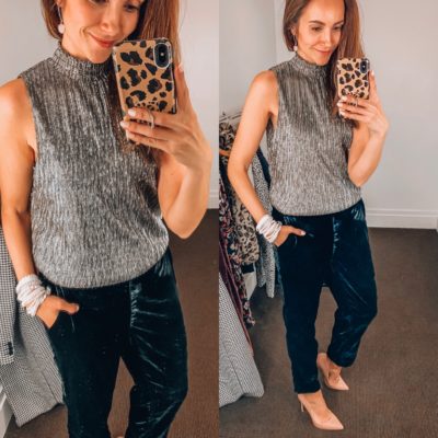 Banana Republic Blouse, Banana Republic Velvet Joggers