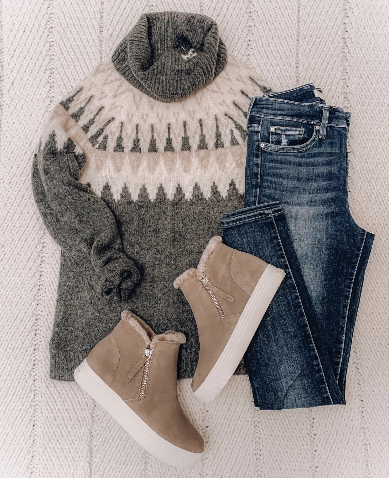 Abercrombie Sweater, Jeans, Wedge sneakers