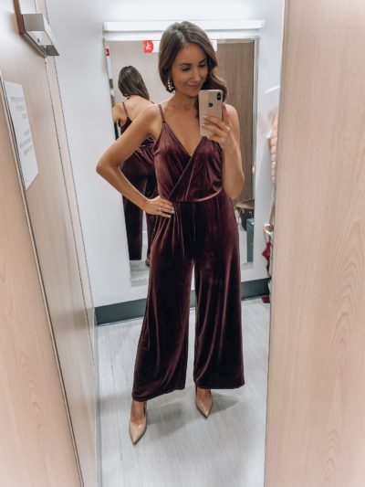 Plum velvet jumpsuit