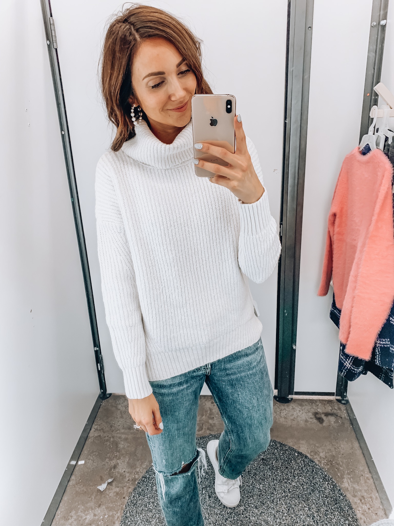 woman wearing turtleneck sweater