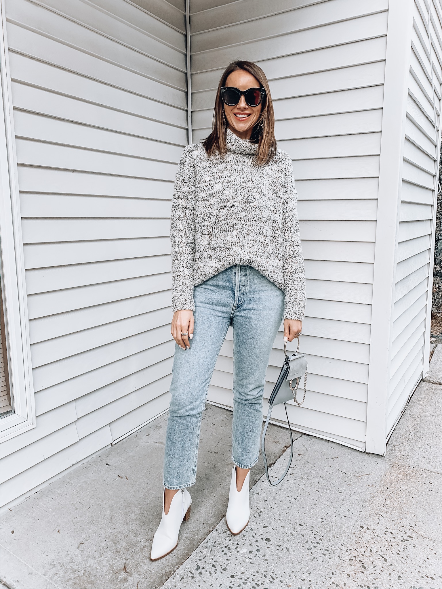 casual style with white booties