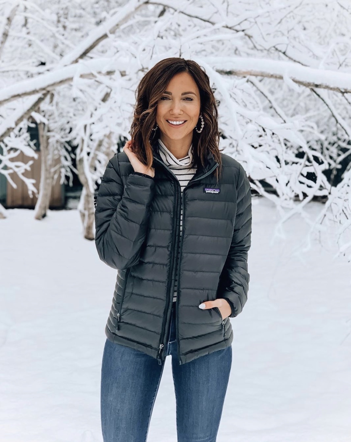 woman wearing patagonia