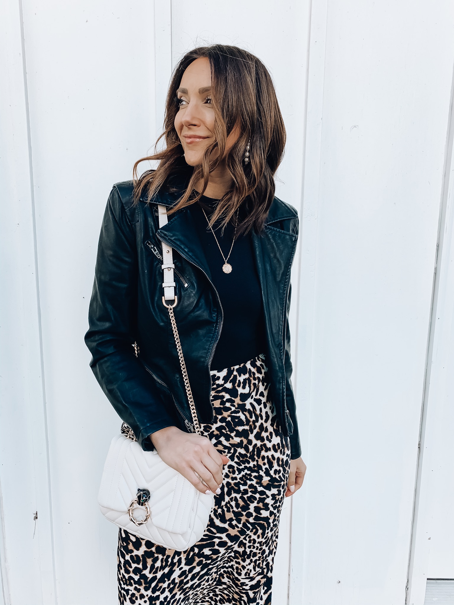 black moto jacket outfit idea