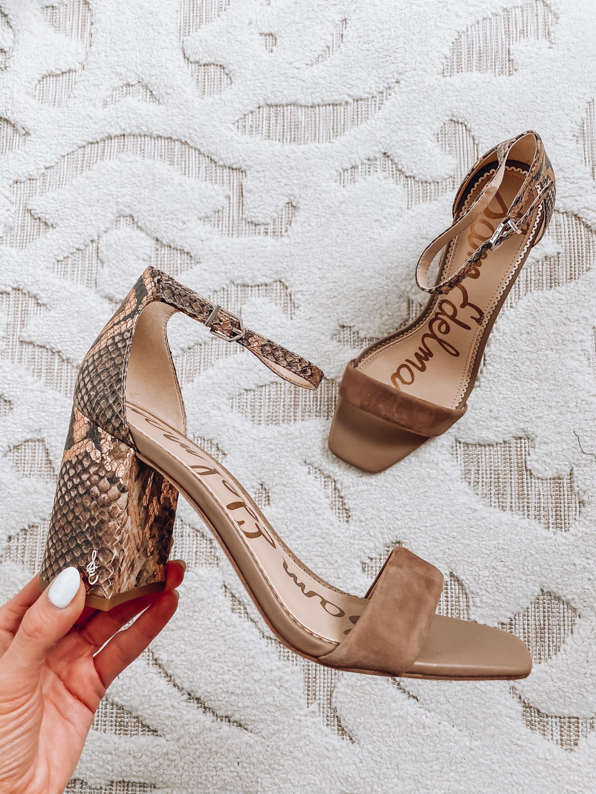 sam edelman snakeskin block heels 