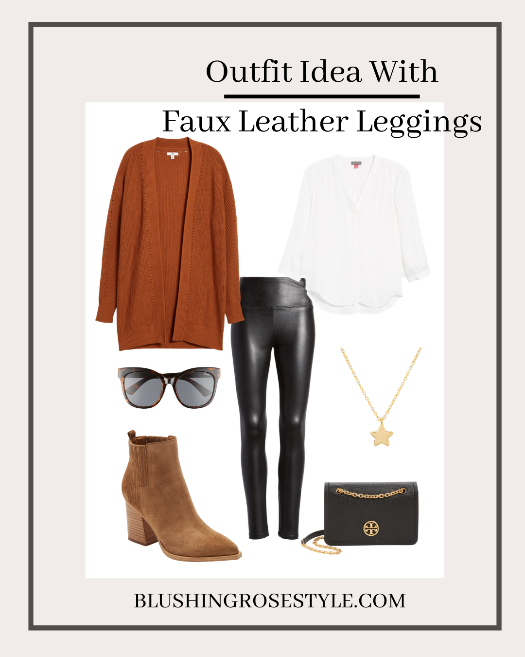outfit idea with faux leather leggings