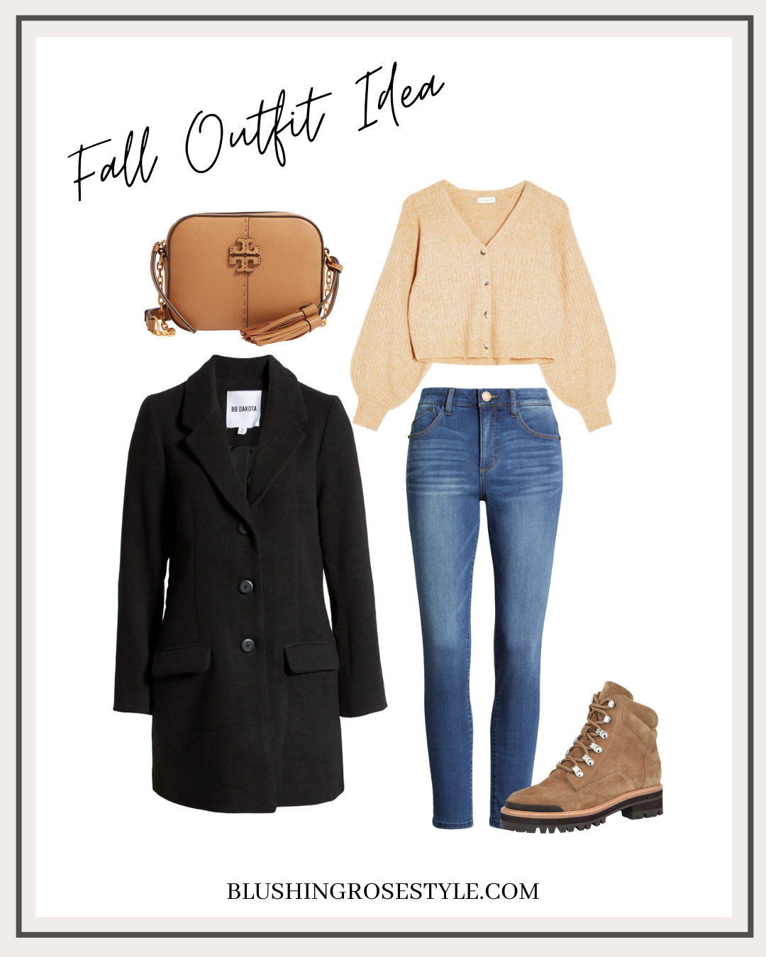 fall fashion, fall outfit idea, black pea coat, bell sleeve sweater