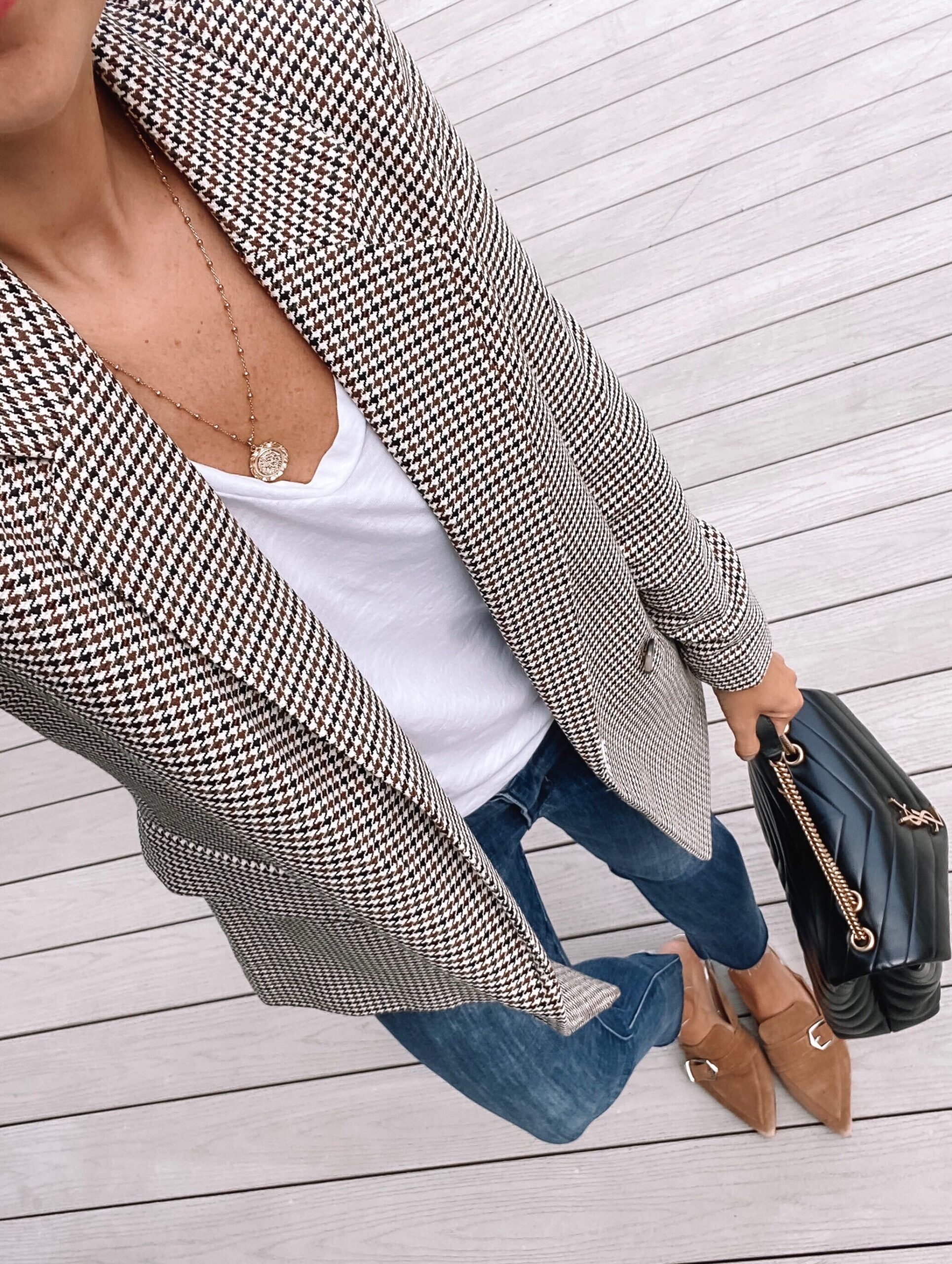 Oversized plaid blazer, fall outfit, affordable blazer