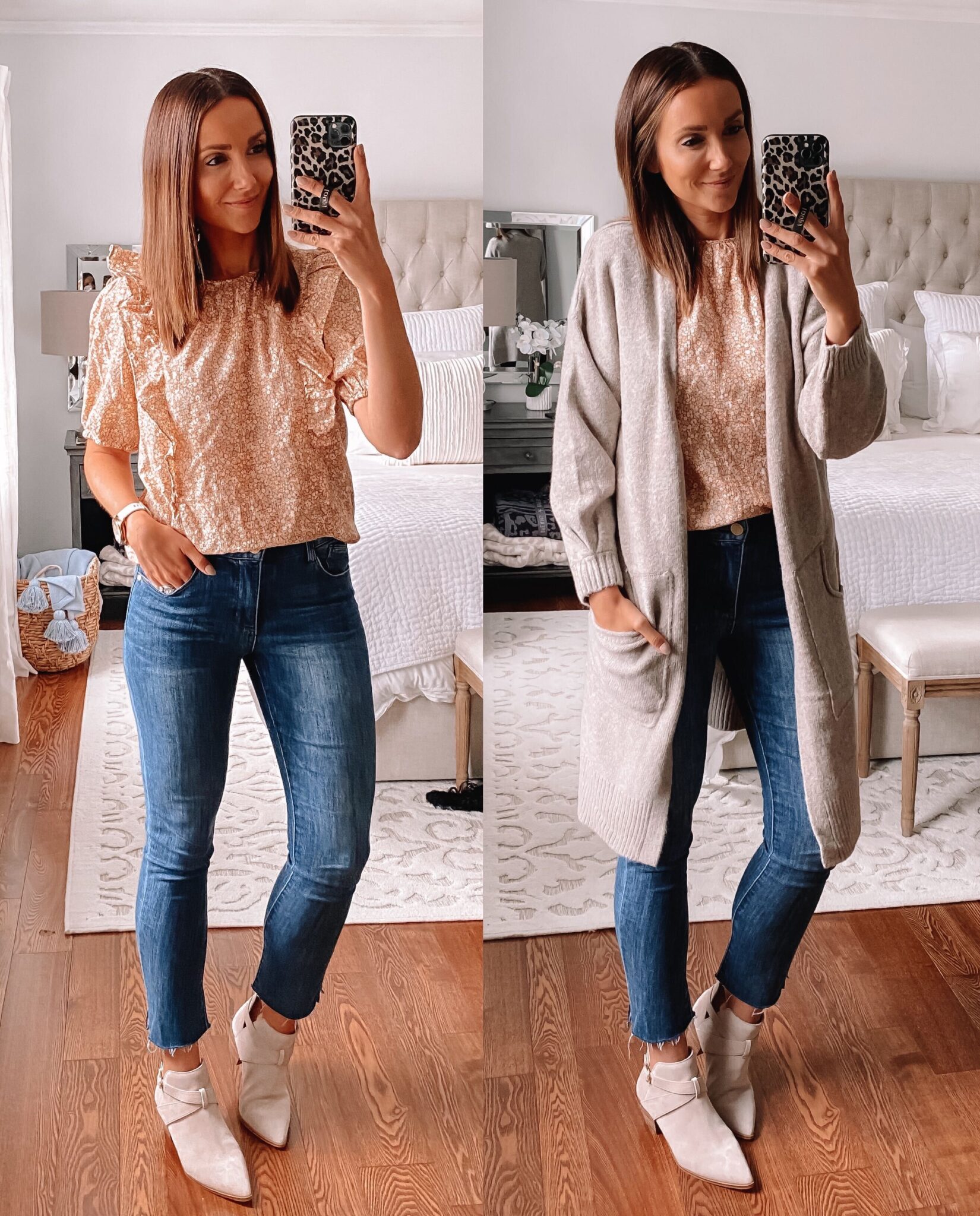 Target style, grey cardigan, fall outfit idea