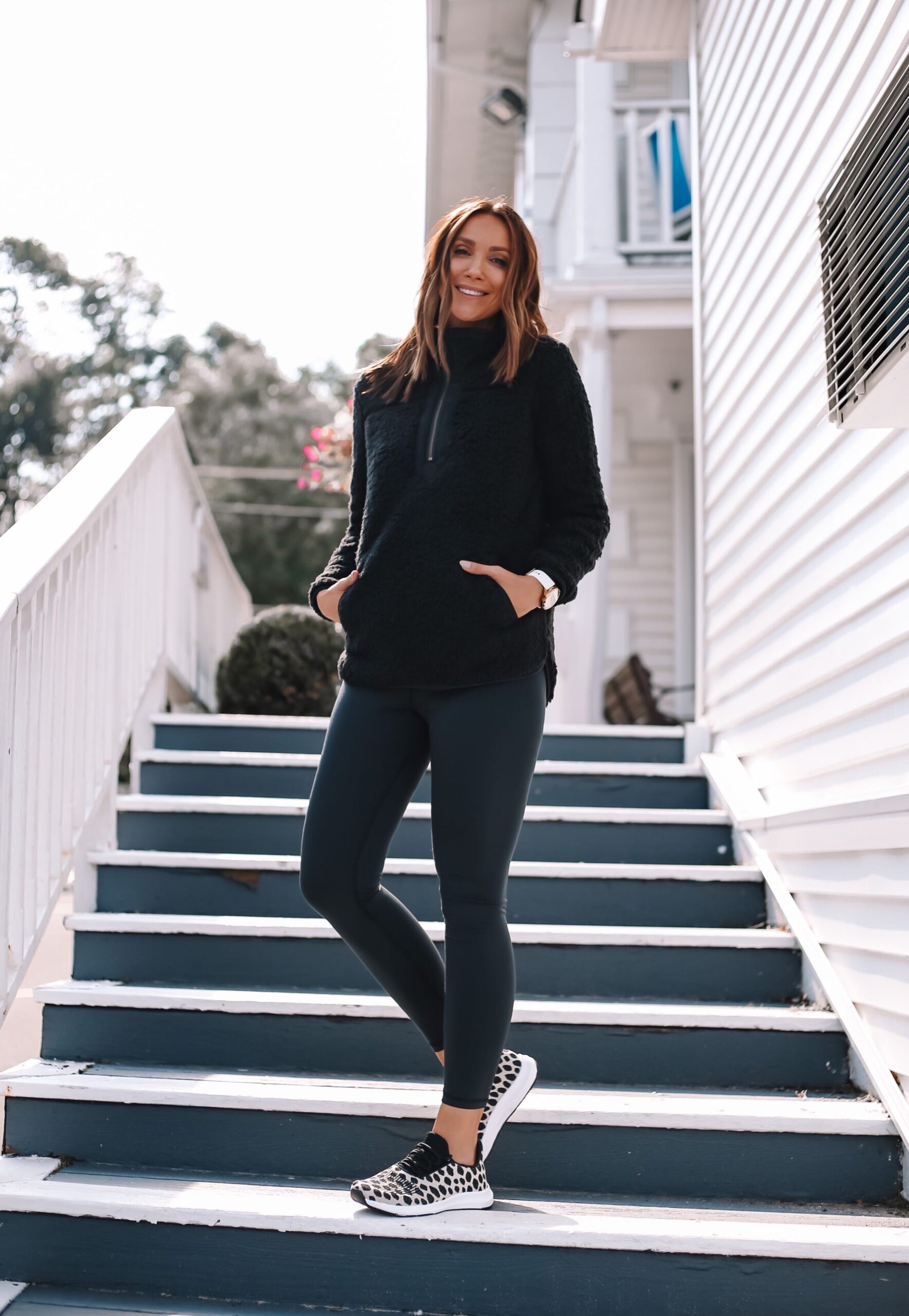 Walmart black Fleece with leggings, fall outfit idea